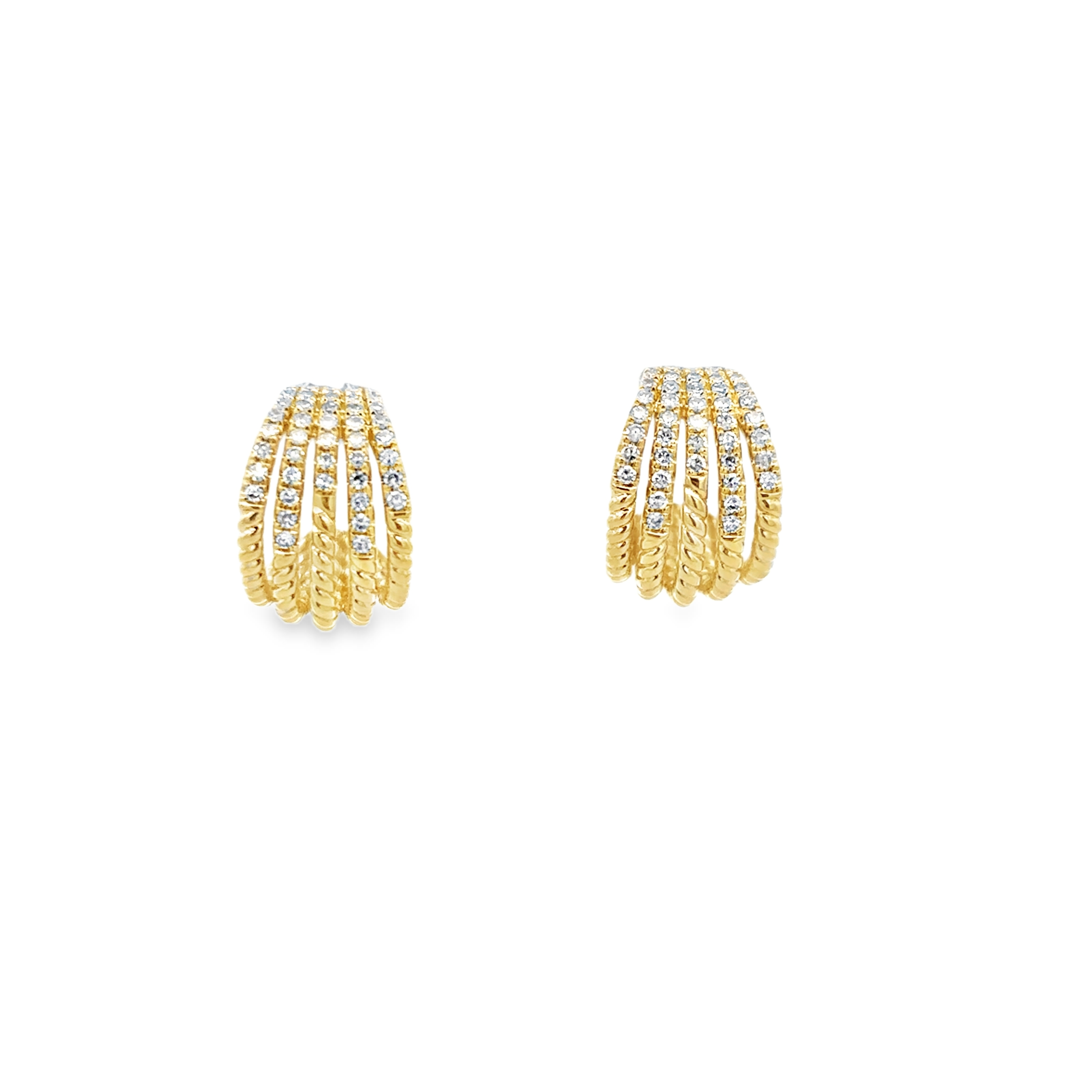 DIAMOND FIVE LINE JACKET EARRINGS SET IN 14K YELLOW GOLD