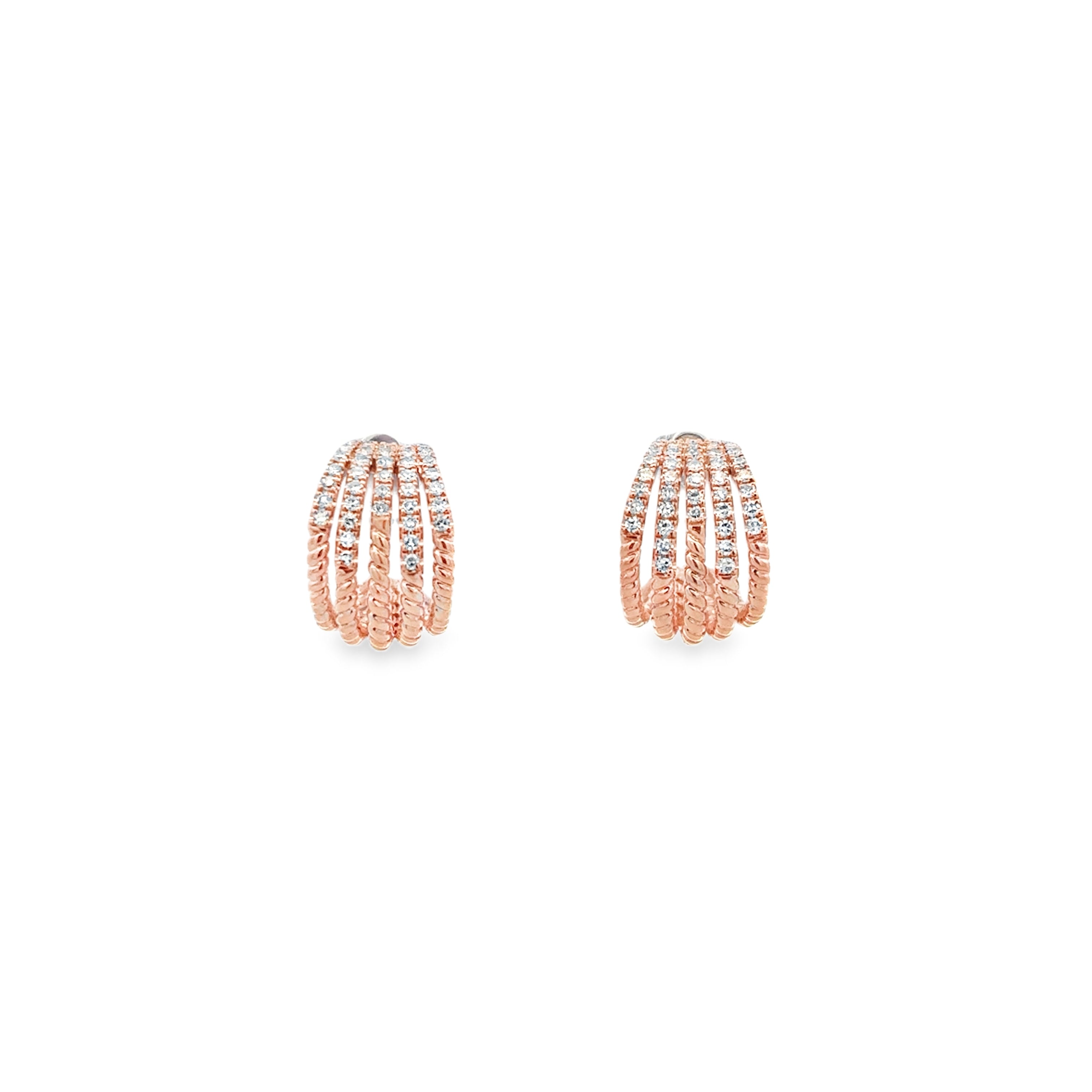 DIAMOND FIVE LINE JACKET EARRINGS SET IN 14K ROSE GOLD