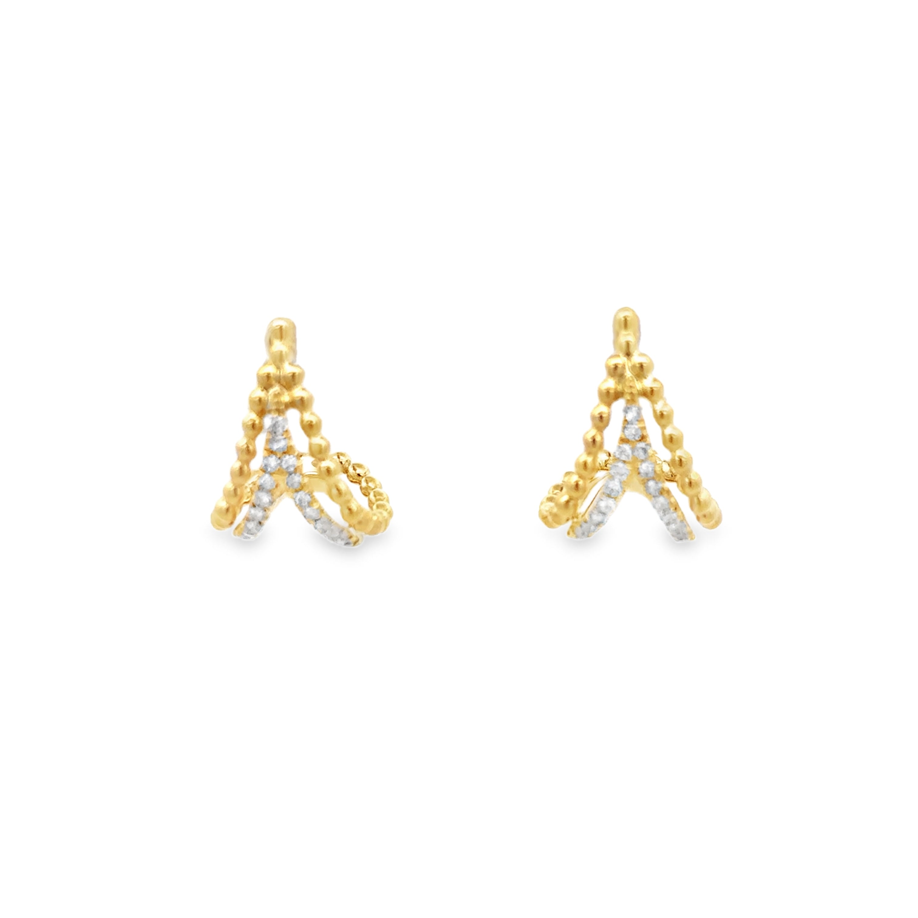 DIAMOND DOUBLE BEADS PAVÉ EARRINGS SET IN 14K YELLOW GOLD