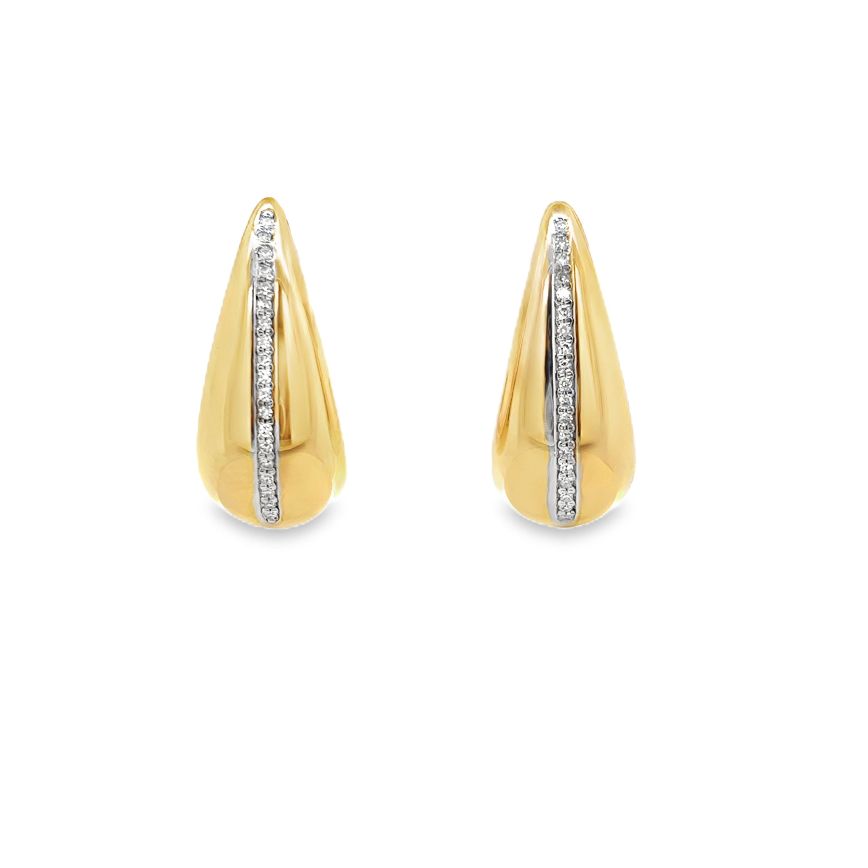 DOME DROP WITH DIAMOND LINE SET IN 14K YELLOW GOLD