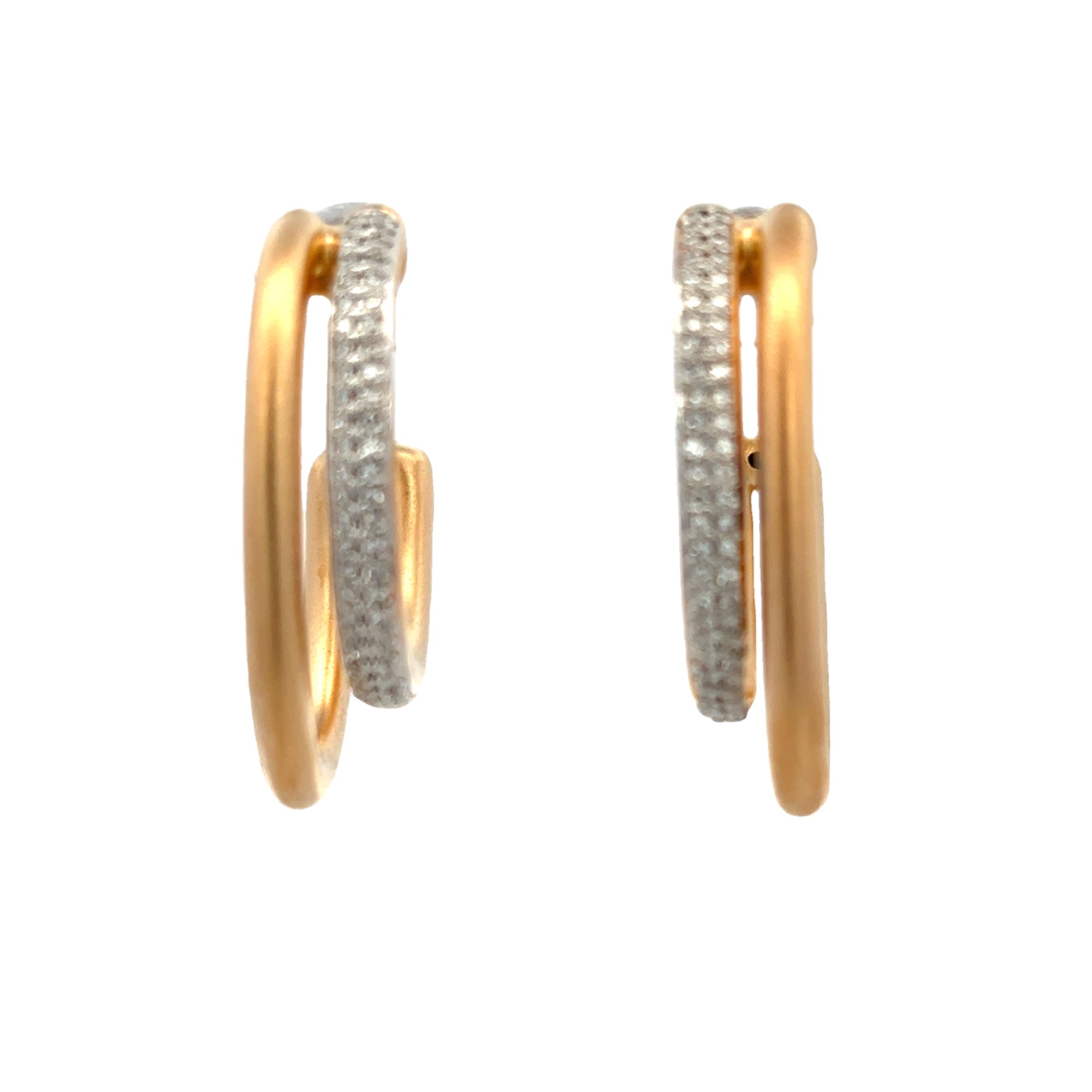 DIAMOND DOUBLE HOOP EARRINGS SET IN 14K YELLOW GOLD