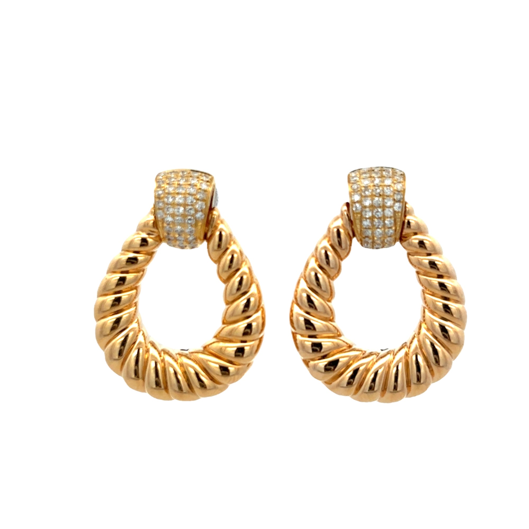 DIAMOND OVAL CHUNKY EARRINGS SET IN 14K YELLOW GOLD