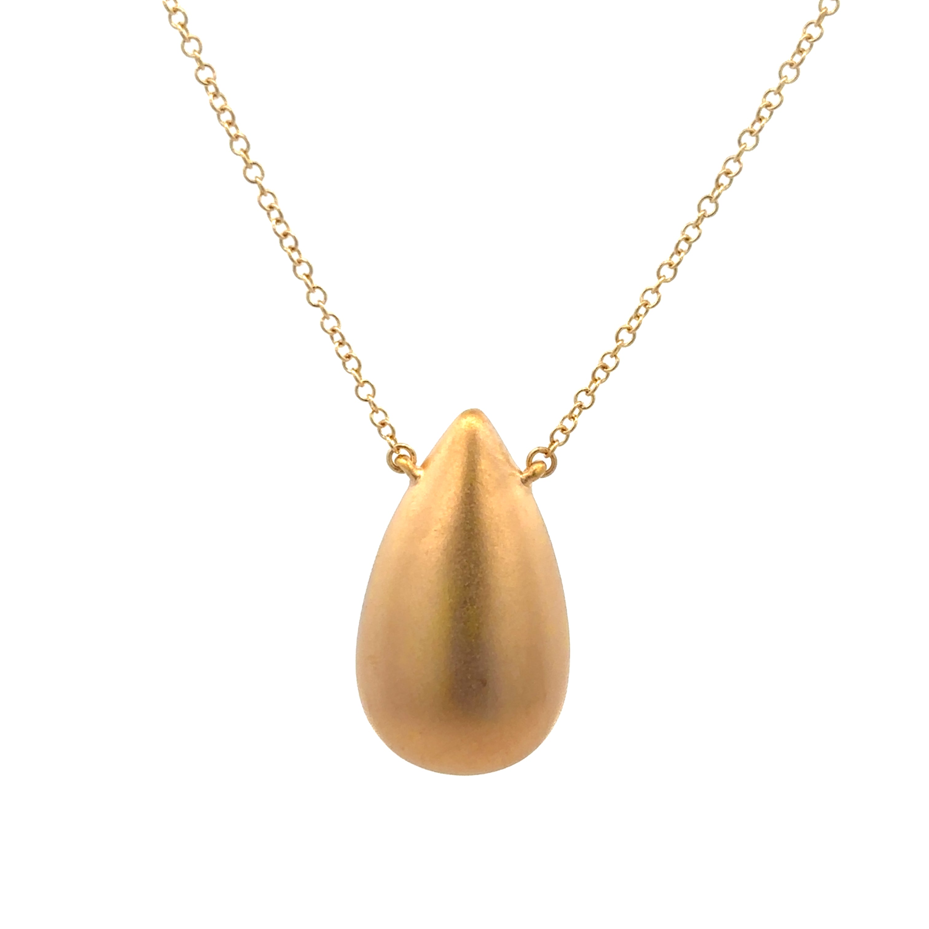 MATTE TEARDROP NECKLACE IN 14K YELLOW GOLD