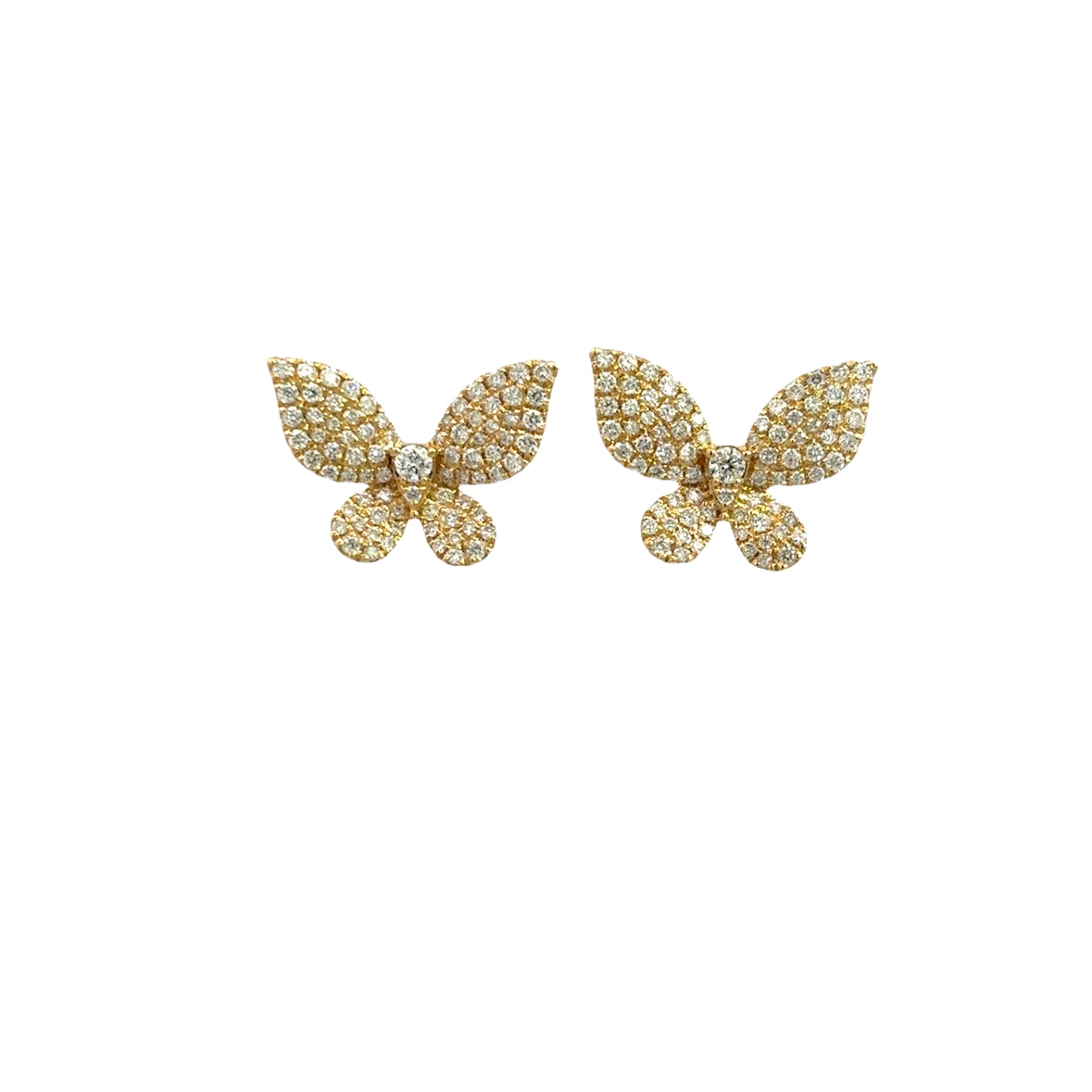 DIAMOND PAVÉ BUTTERFLY EARRINGS SET IN 14K YELLOW GOLD