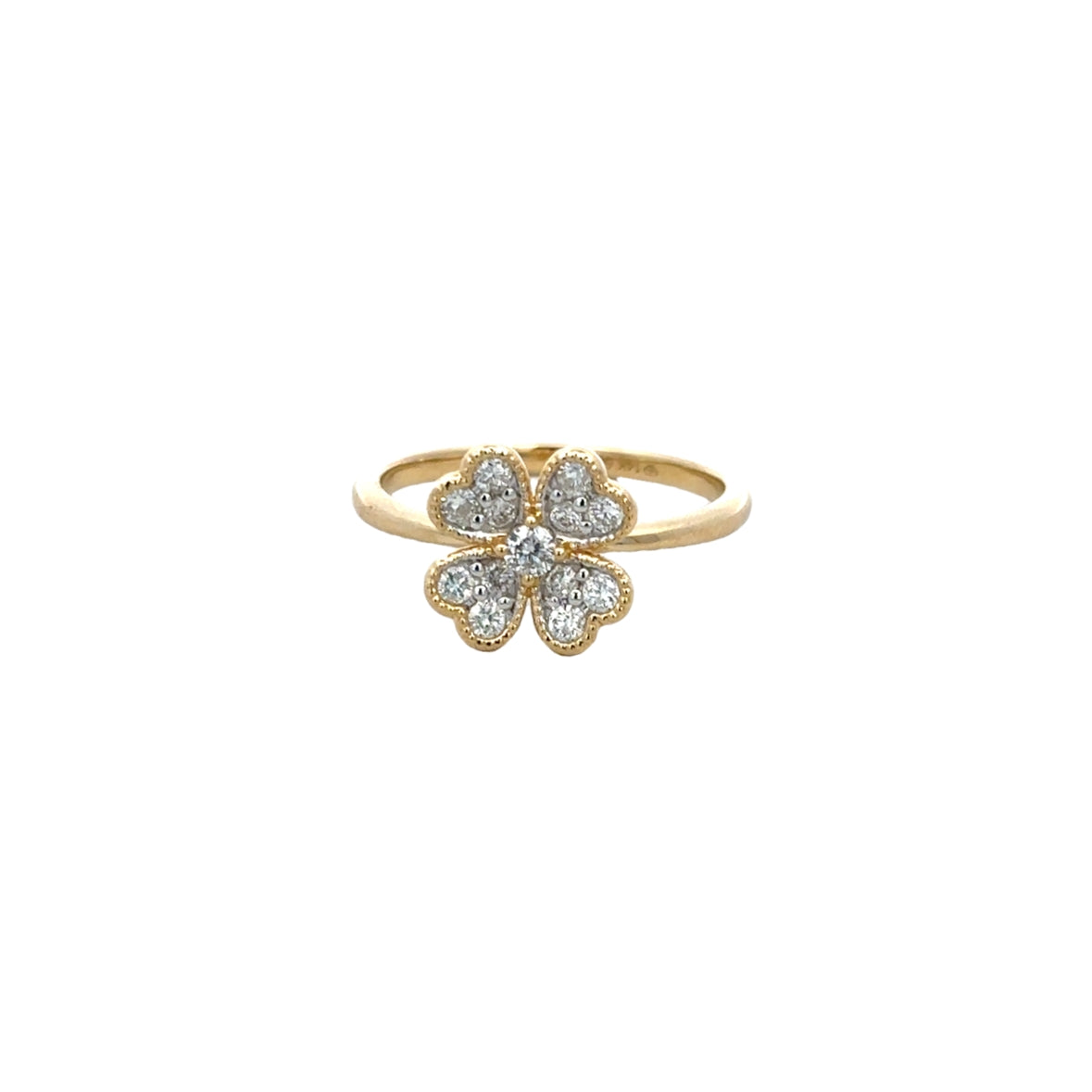 DIAMOND FLOWER RING SET IN 14K YELLOW GOLD