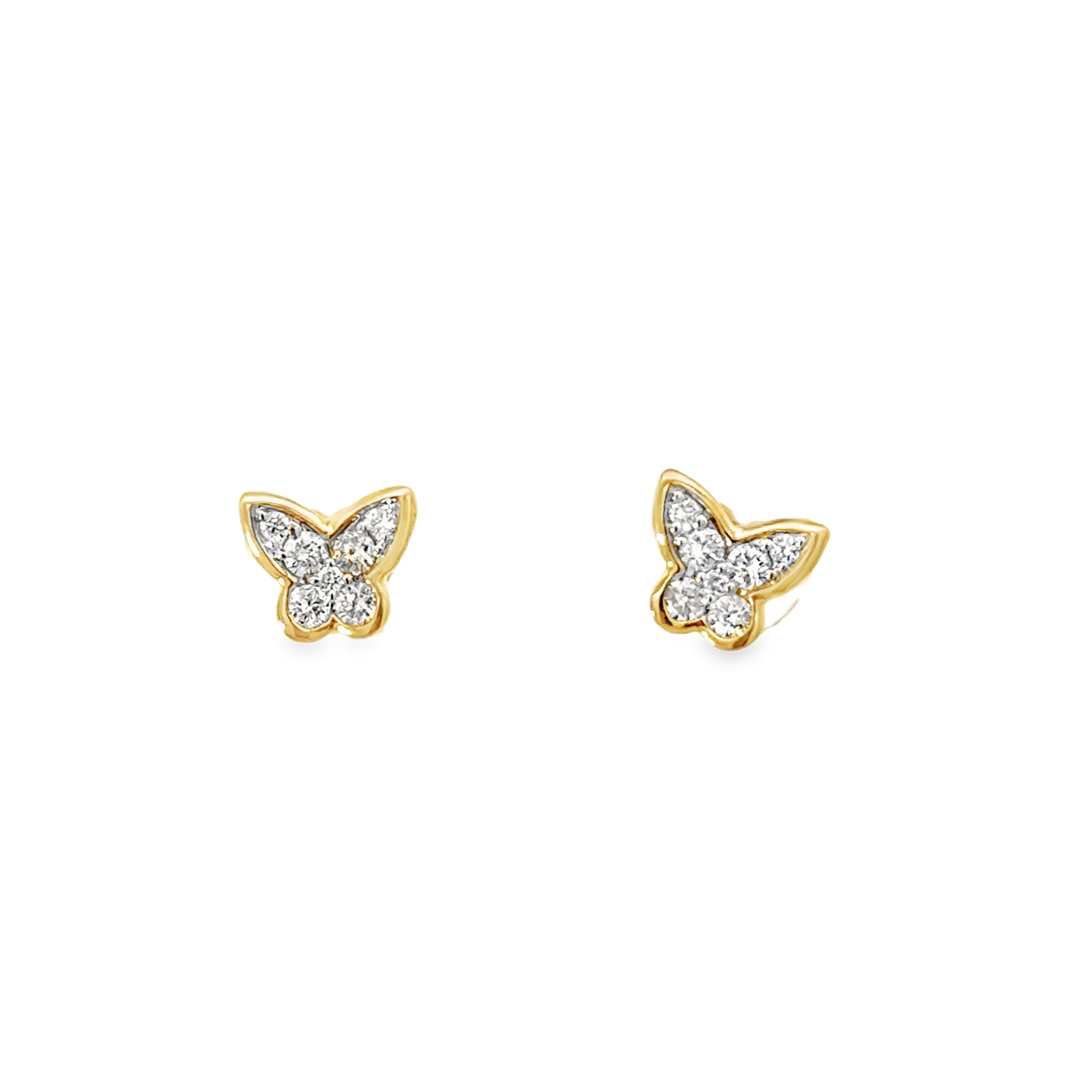 DIAMOND BUTTERFLY BEZEL EARRINGS SET IN 14K YELLOW GOLD