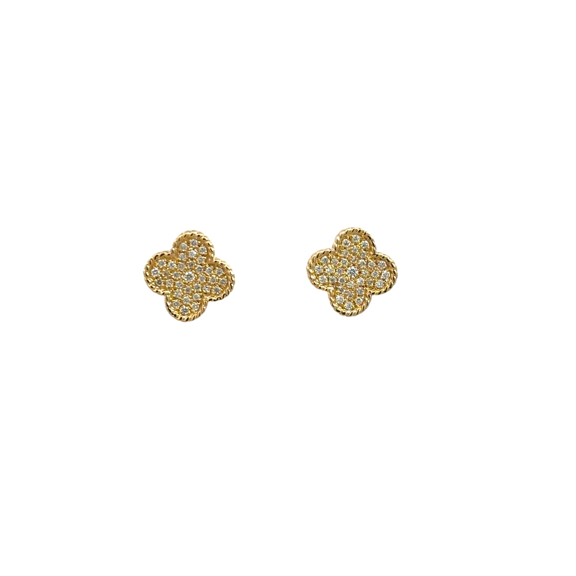 DIAMOND PAVÉ CLOVER EARRINGS SET IN 14K YELLOW GOLD