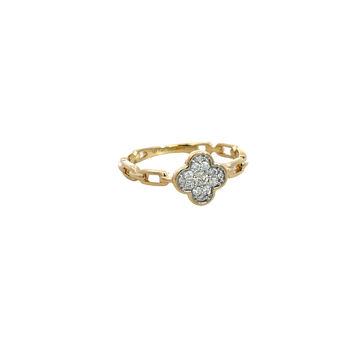 DIAMOND CLOVER LINK RING SET IN 14K YELLOW GOLD