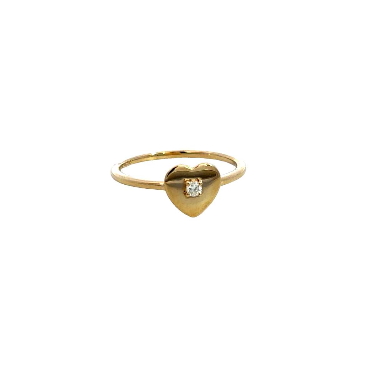 HEART WITH DIAMOND ACCENT RING SET IN 14K YELLOW GOLD