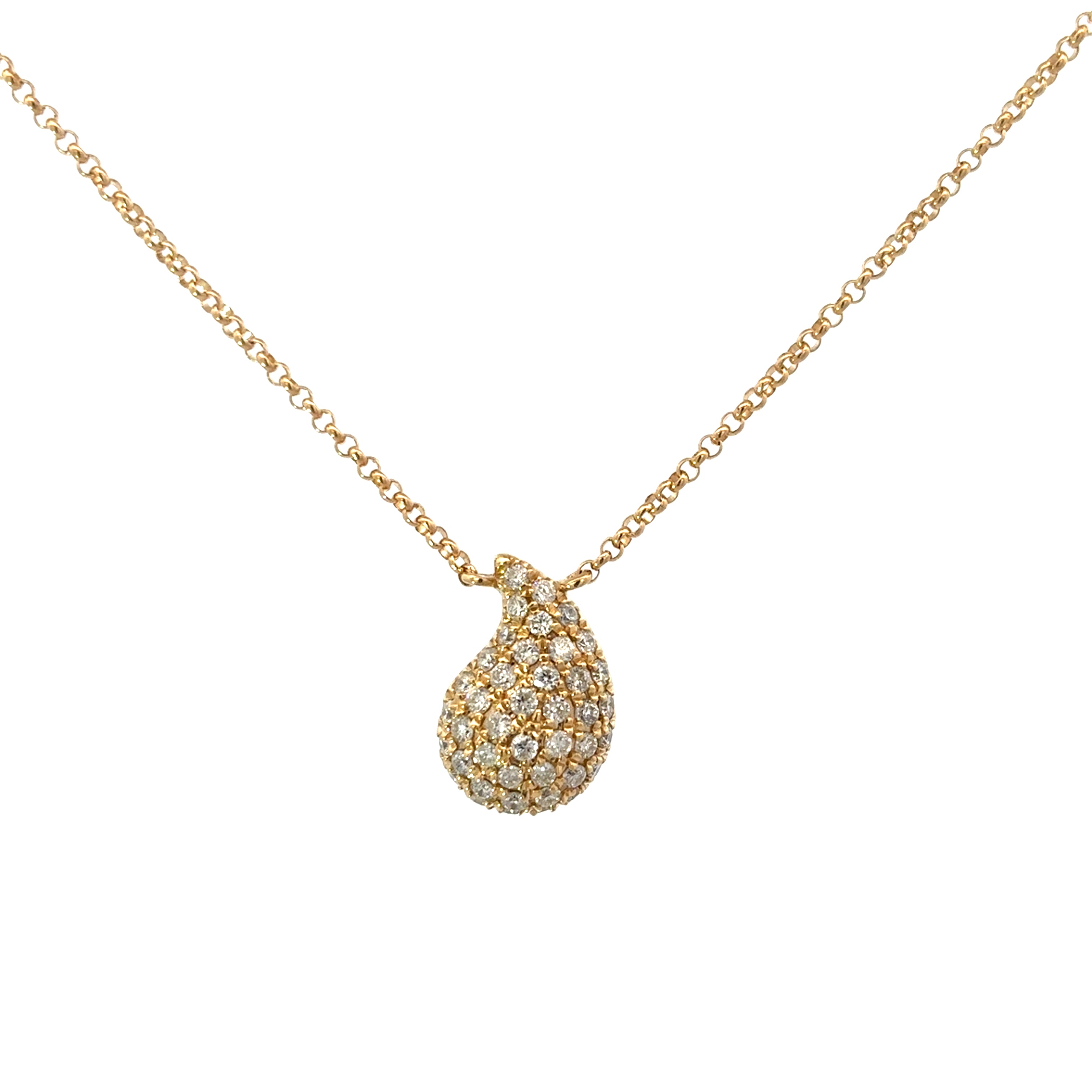 DIAMOND PAVÉ DROP NECKLACE SET IN 14K YELLOW GOLD