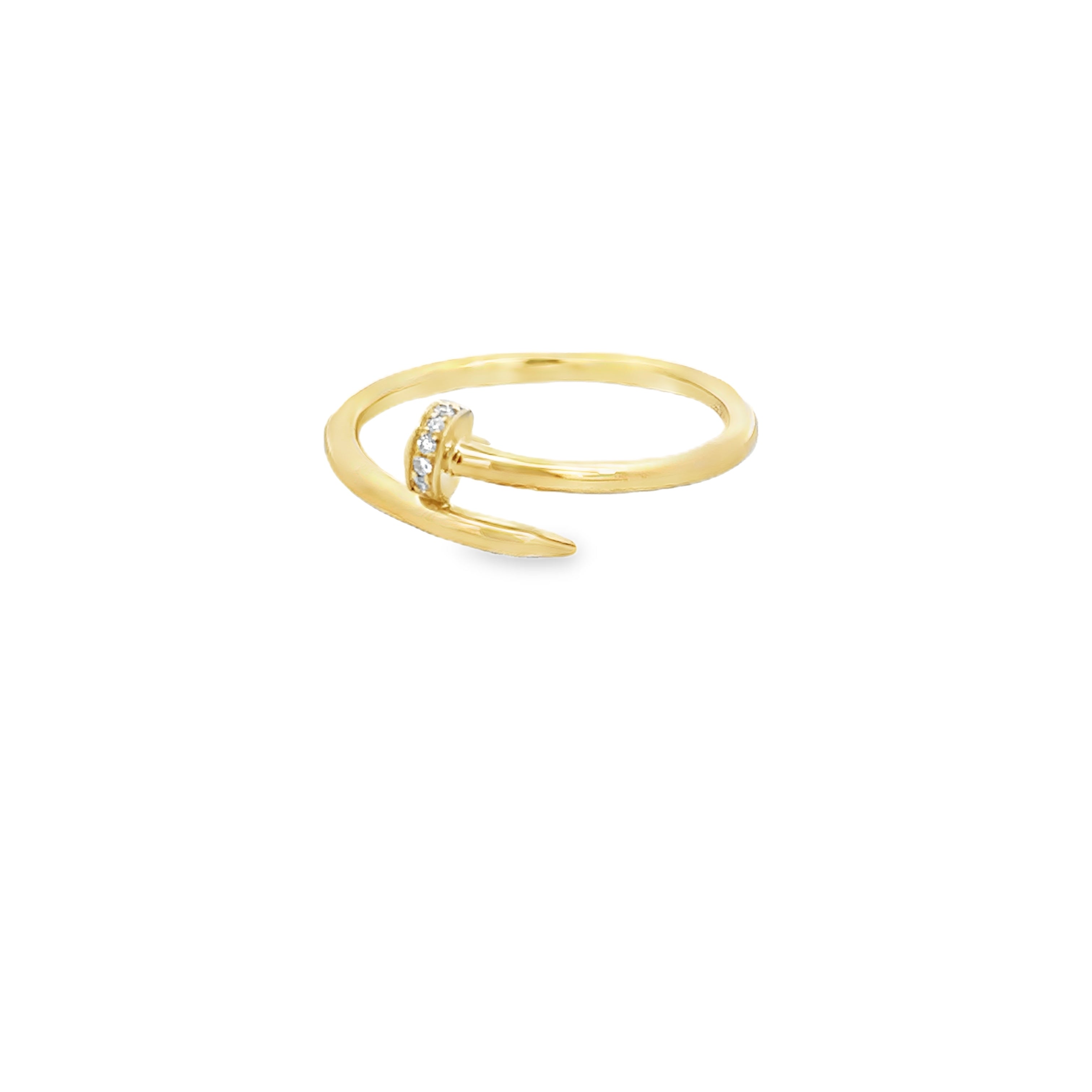 DIAMOND NAIL RING SET IN 14K YELLOW GOLD