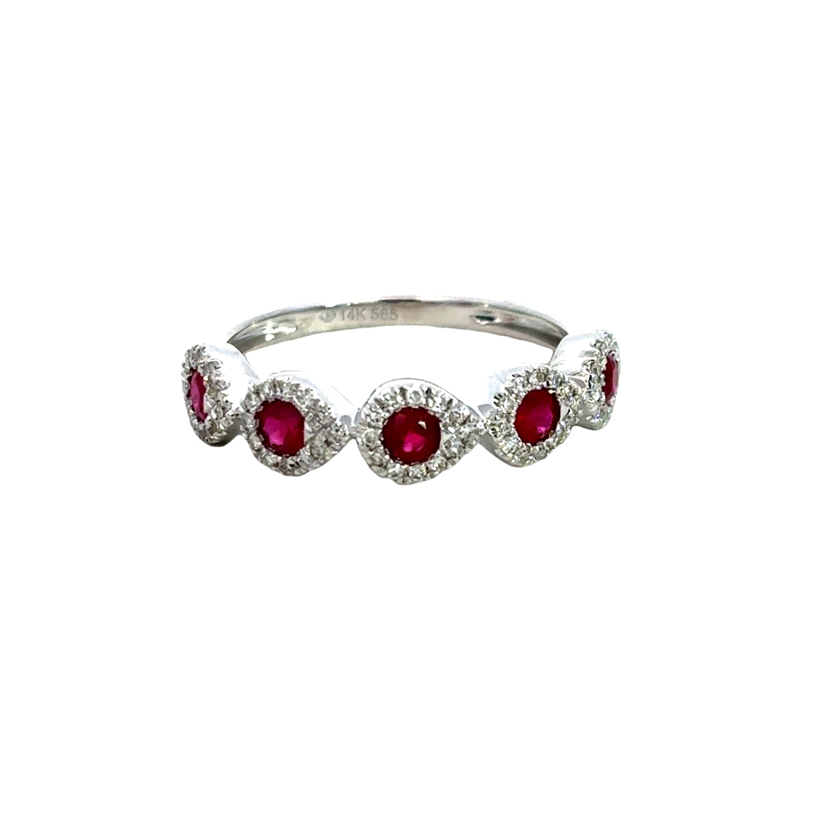 RUBY RING WITH DIAMOND PAVÉ SET IN 14K WHITE GOLD