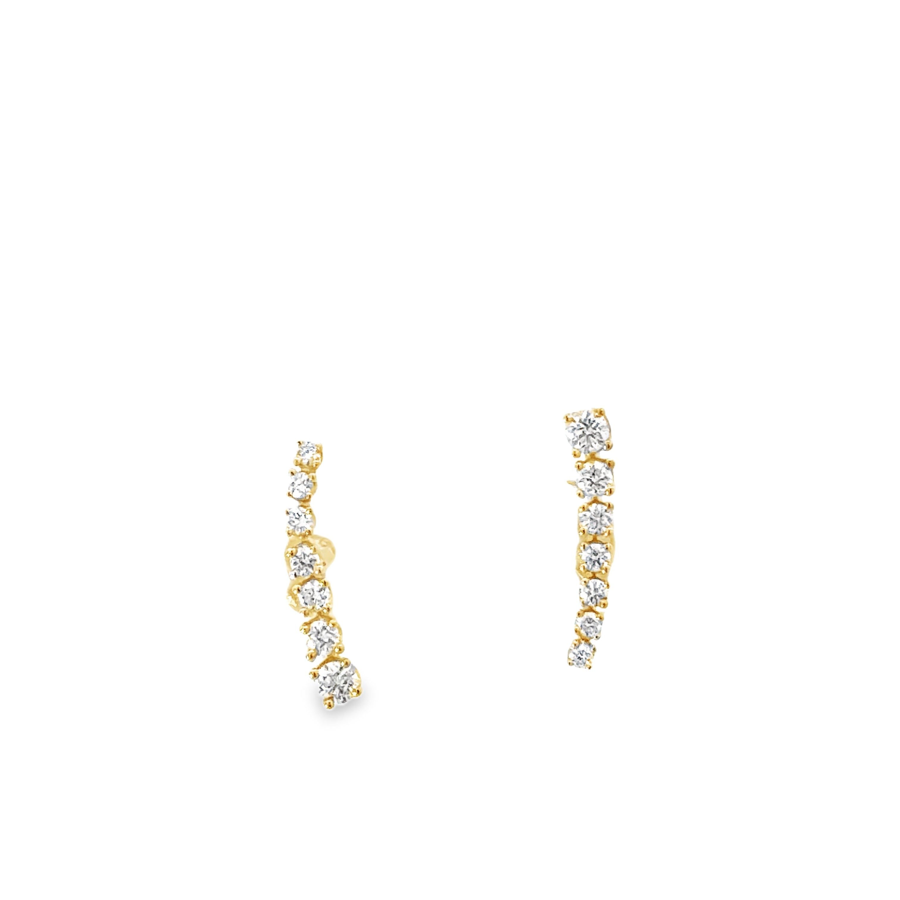 BAR DIAMOND EARRINGS SET IN 14K YELLOW GOLD