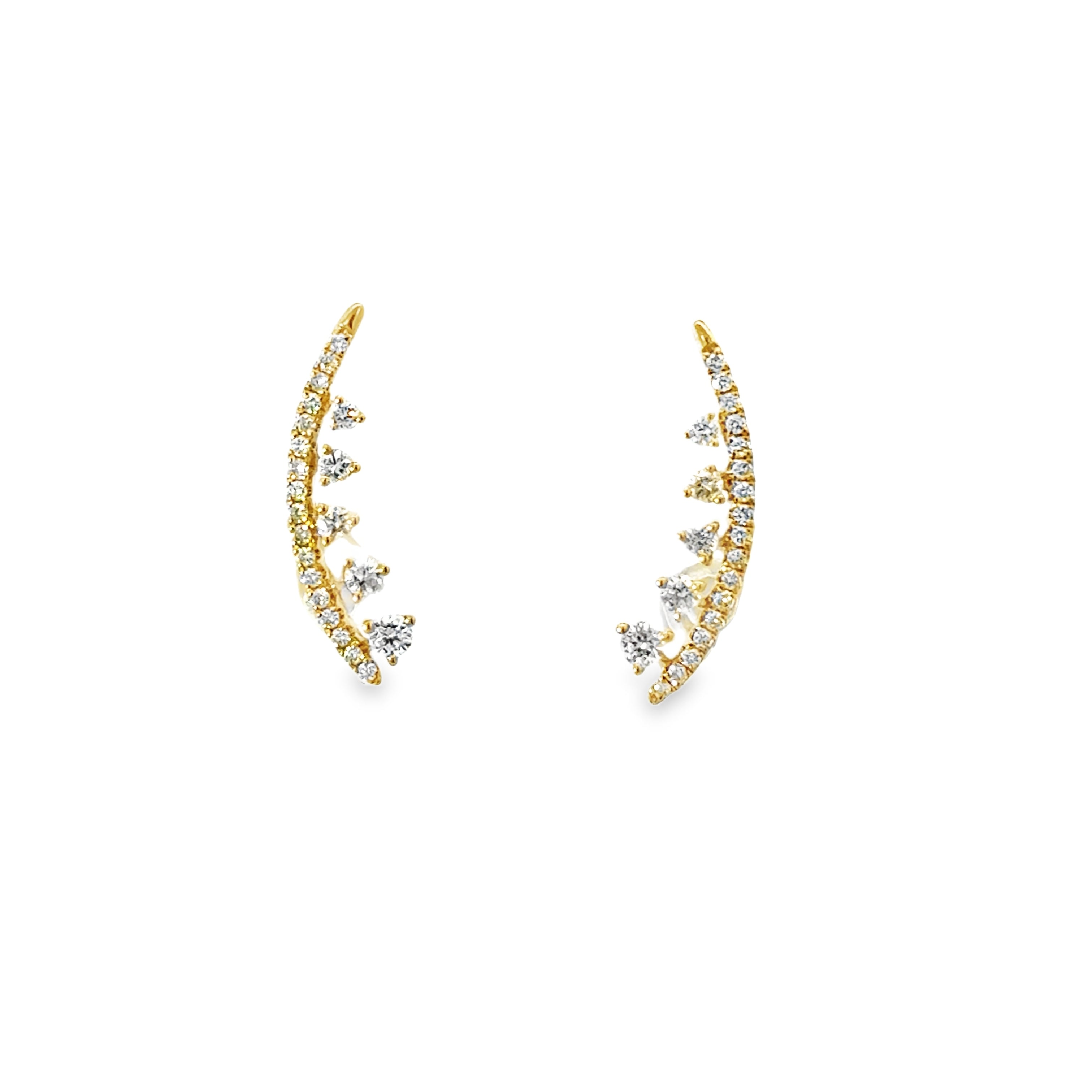 DIAMOND CLIMBER EARRINGS SET IN 14K YELLOW GOLD