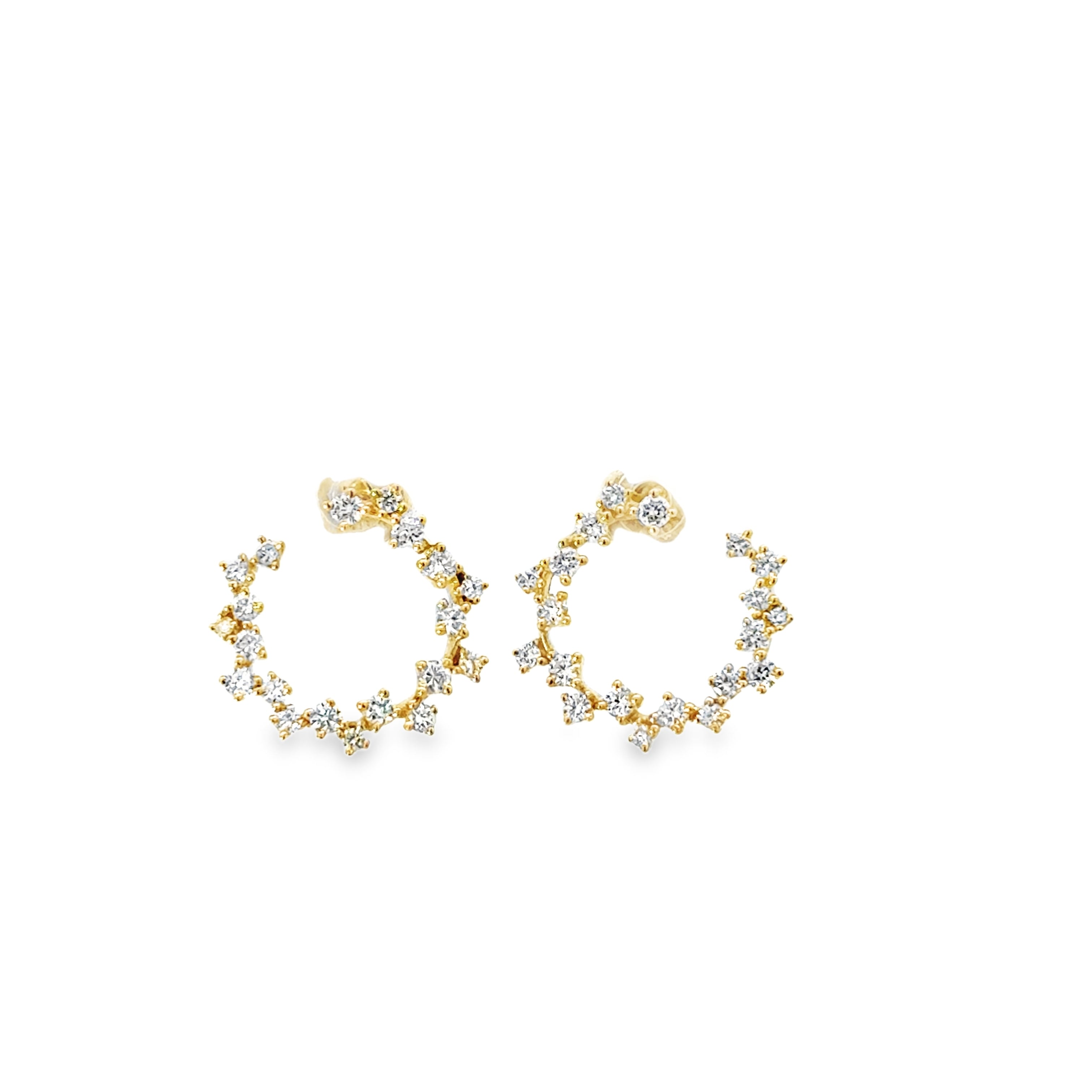 DIAMOND OUTLINE OPEN EARRINGS SET IN 14K YELLOW GOLD