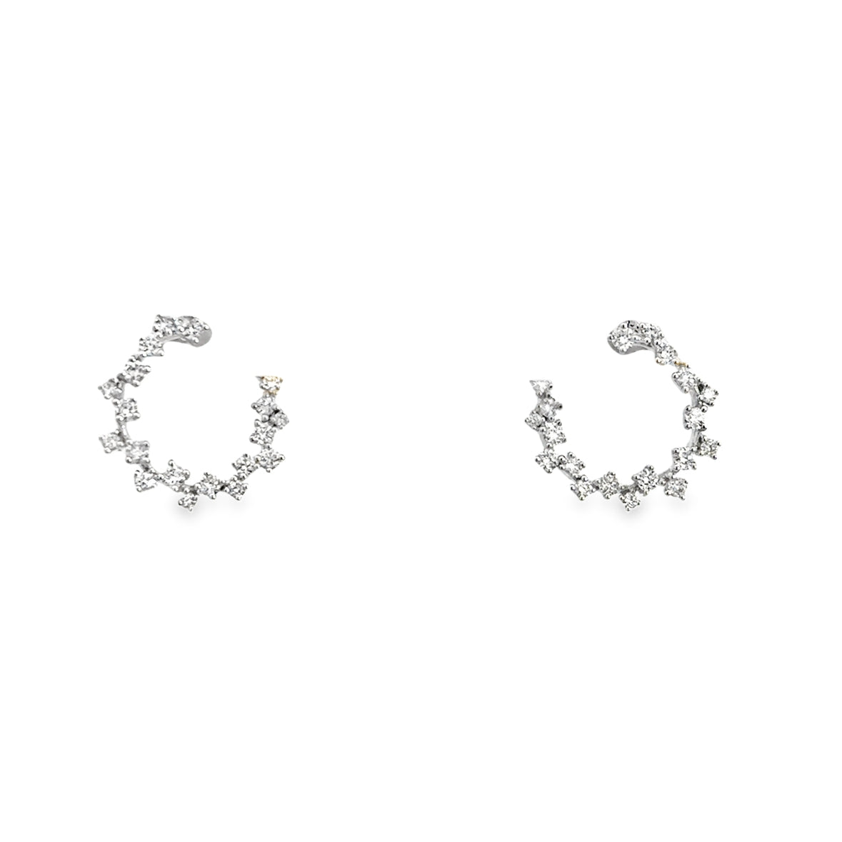 DIAMOND OUTLINE OPEN EARRINGS SET IN 14K WHITE GOLD