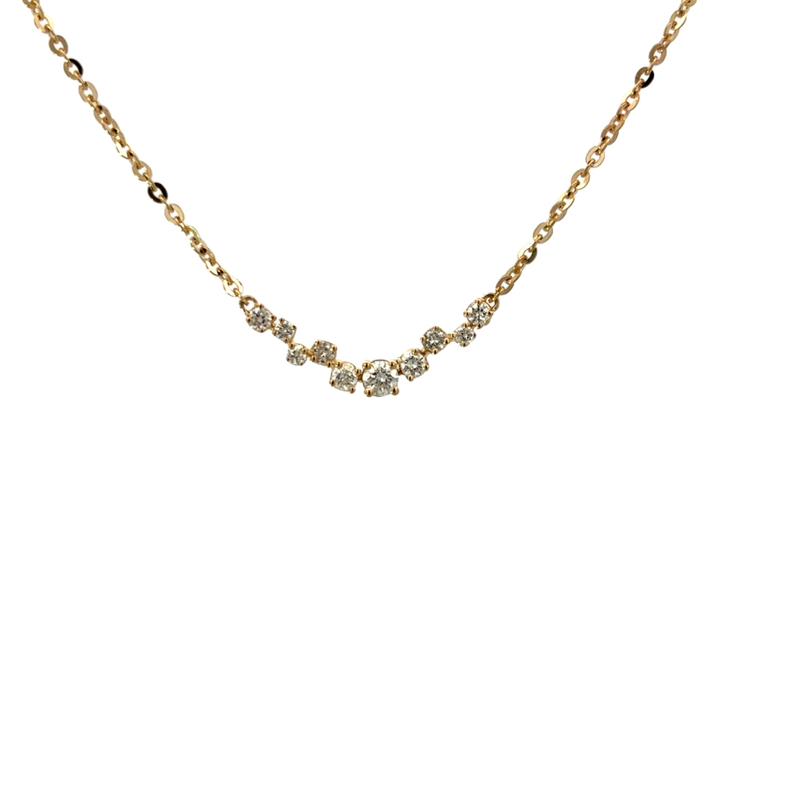 DIAMOND BAR NECKLACE SET IN 14K YELLOW GOLD