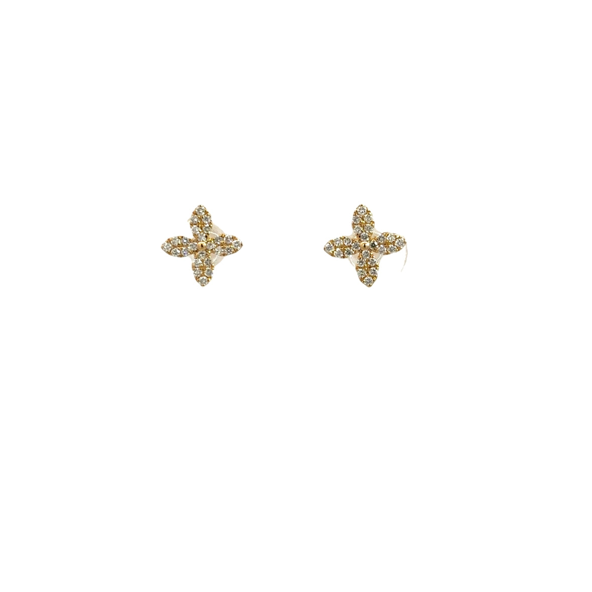 DIAMOND PAVÉ MINI CLOVER EARRINGS SET IN 14K YELLOW GOLD