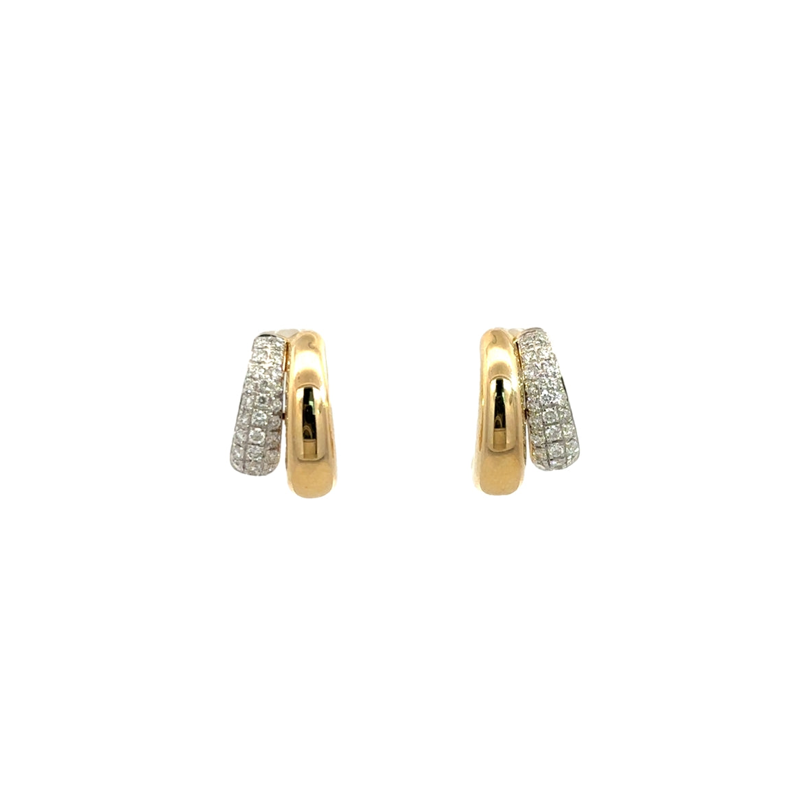 DIAMOND PAVÉ AND PURE GOLD EARRINGS SET IN 14K YELLOW GOLD