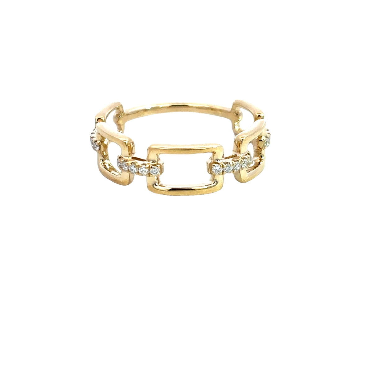 DIAMOND LINK CHAIN RING SET IN 14K YELLOW GOLD