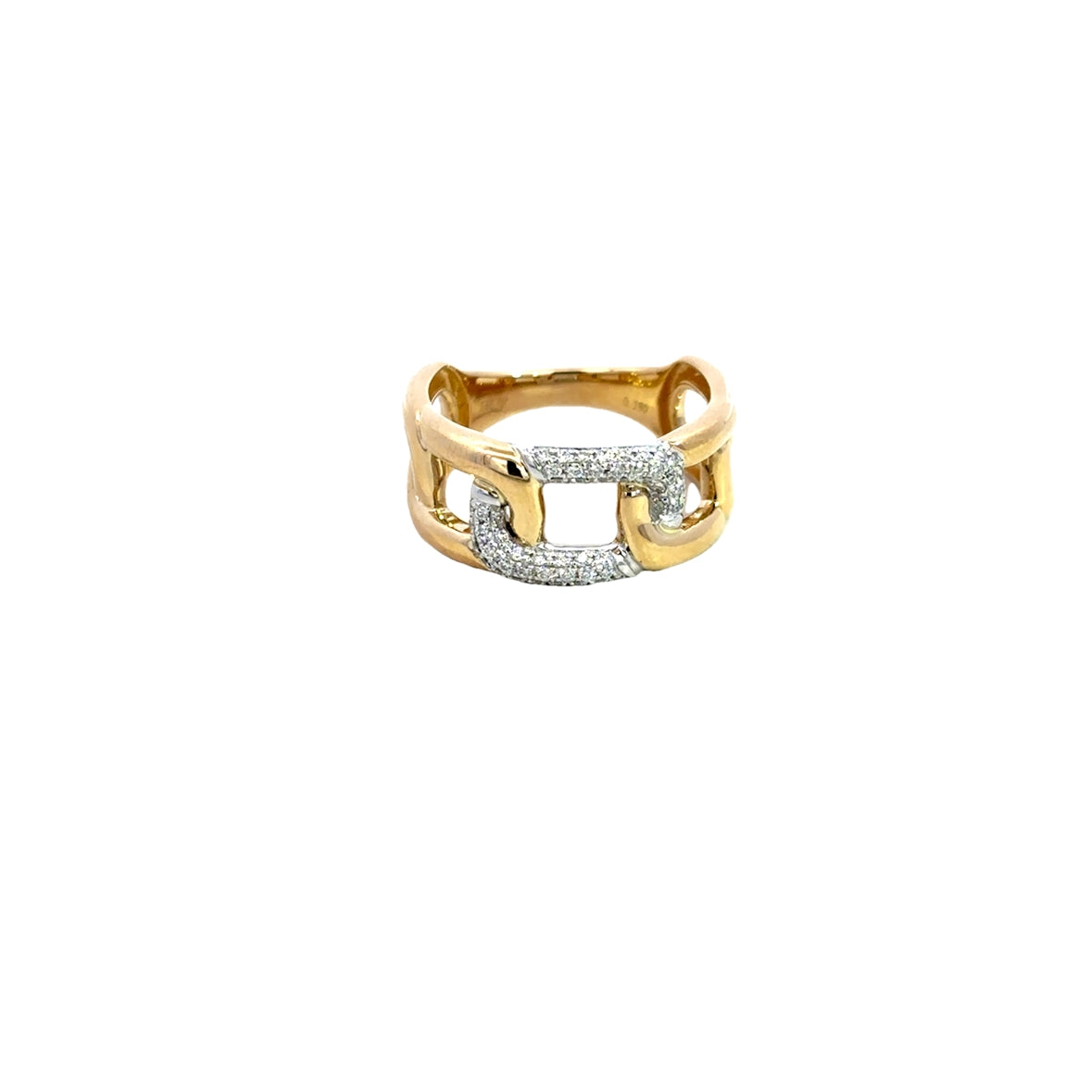 DIAMOND CHUNKY LINK RING SET IN 14K YELLOW GOLD