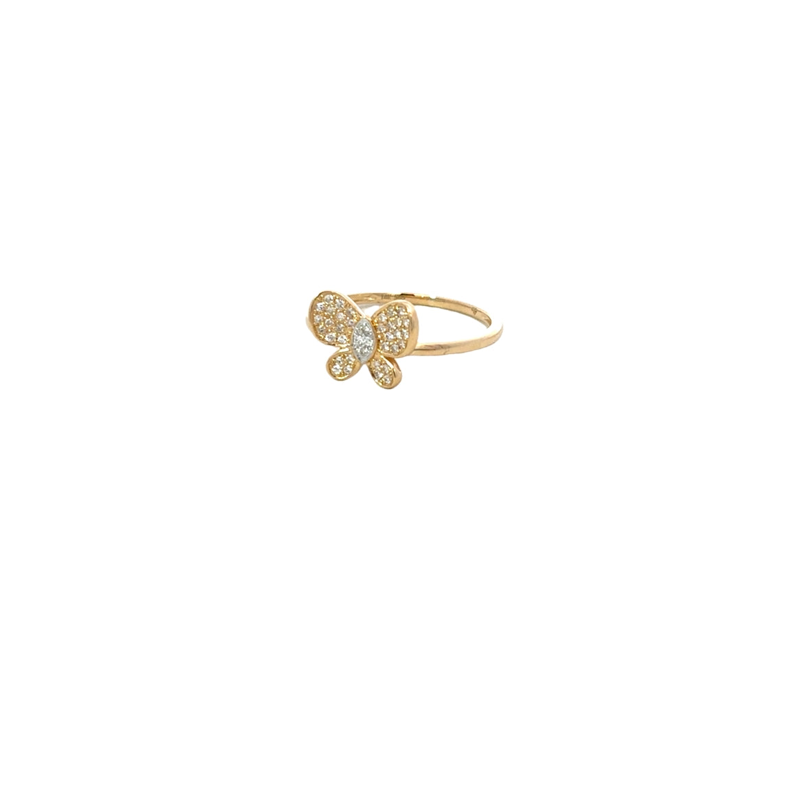 DIAMOND PAVÉ BUTTERFLY RING SET IN 14K YELLOW GOLD