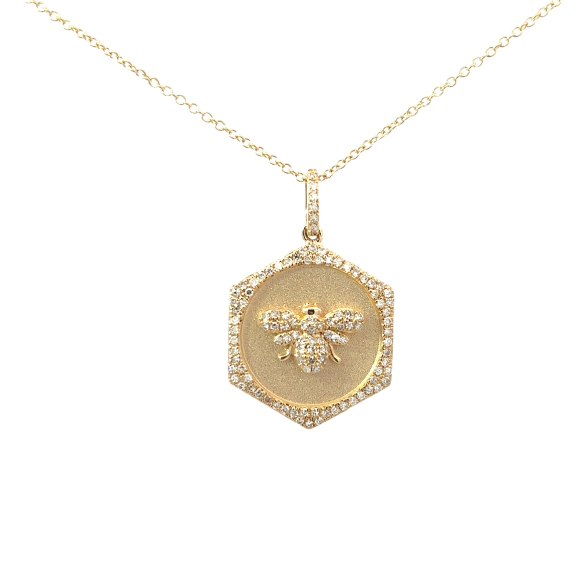 DIAMOND OCTAGON BEE SET IN 14K YELLOW GOLD