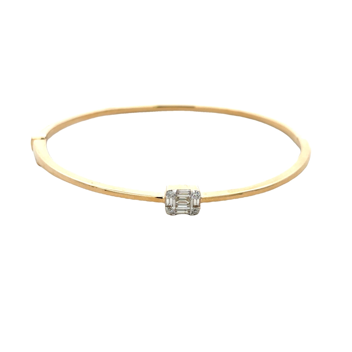 DIAMOND BAGUETTE MOSAICO BANGLE SET IN 14K YELLOW GOLD