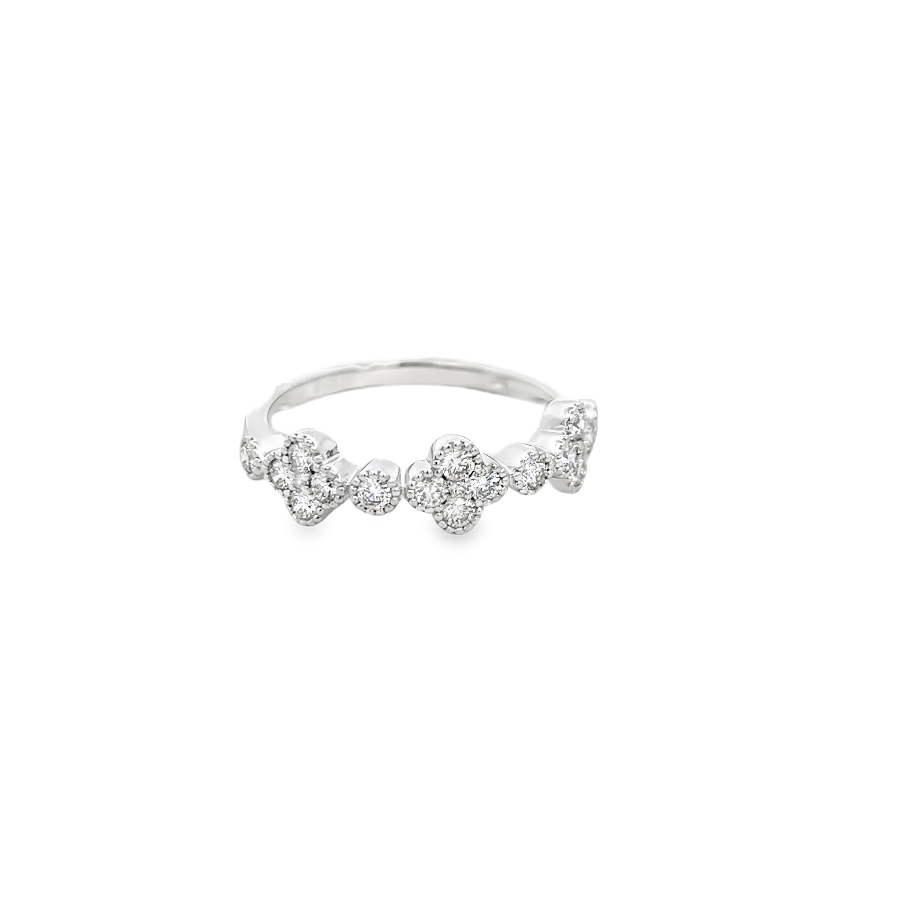 DIAMOND SEMI INFINITY FLOWER RING SET IN 14K WHITE GOLD