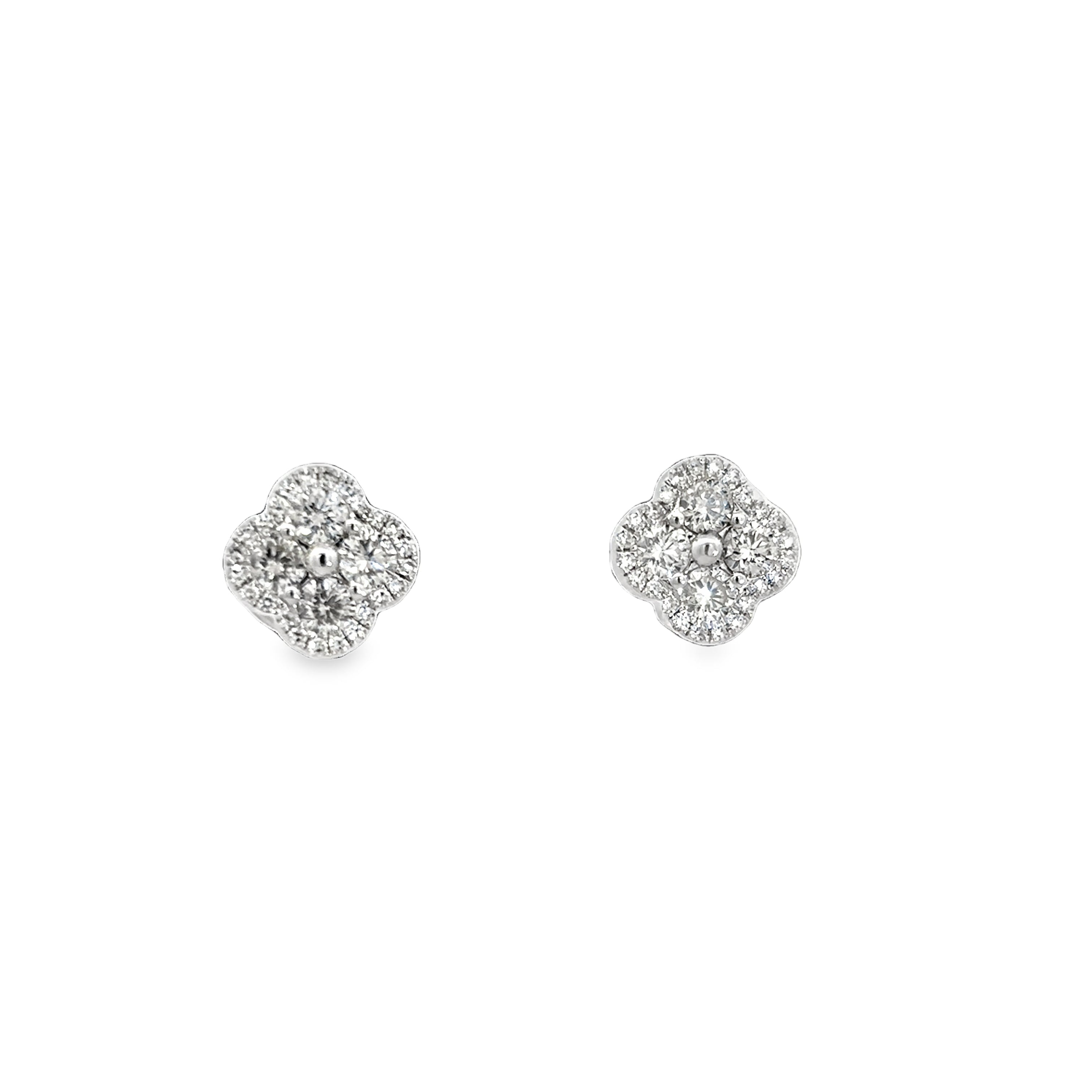 DIAMOND CLOVER EARRINGS SET IN 14K WHITE GOLD