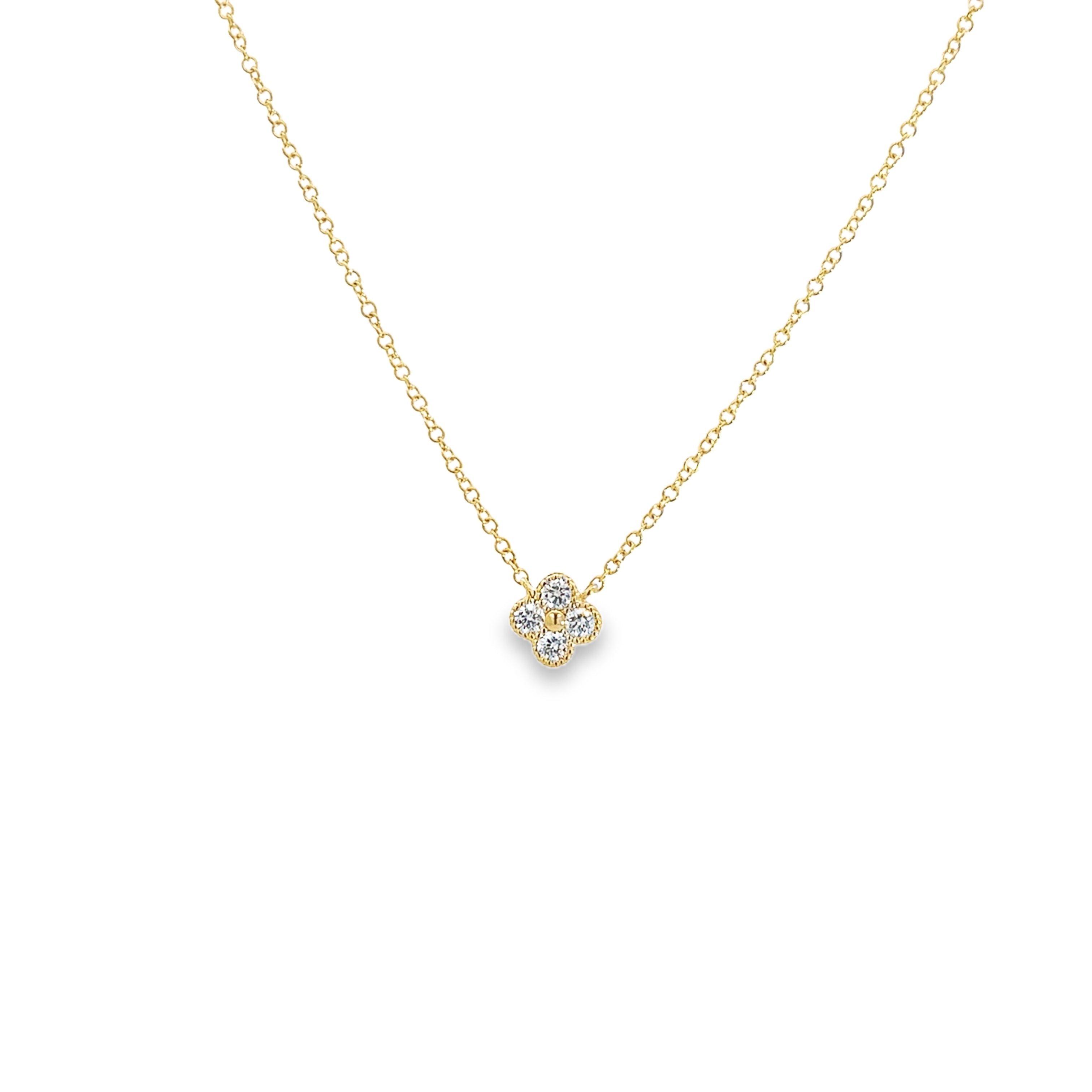 DIAMOND CLOVER NECKLACE SET IN 14K YELLOW GOLD