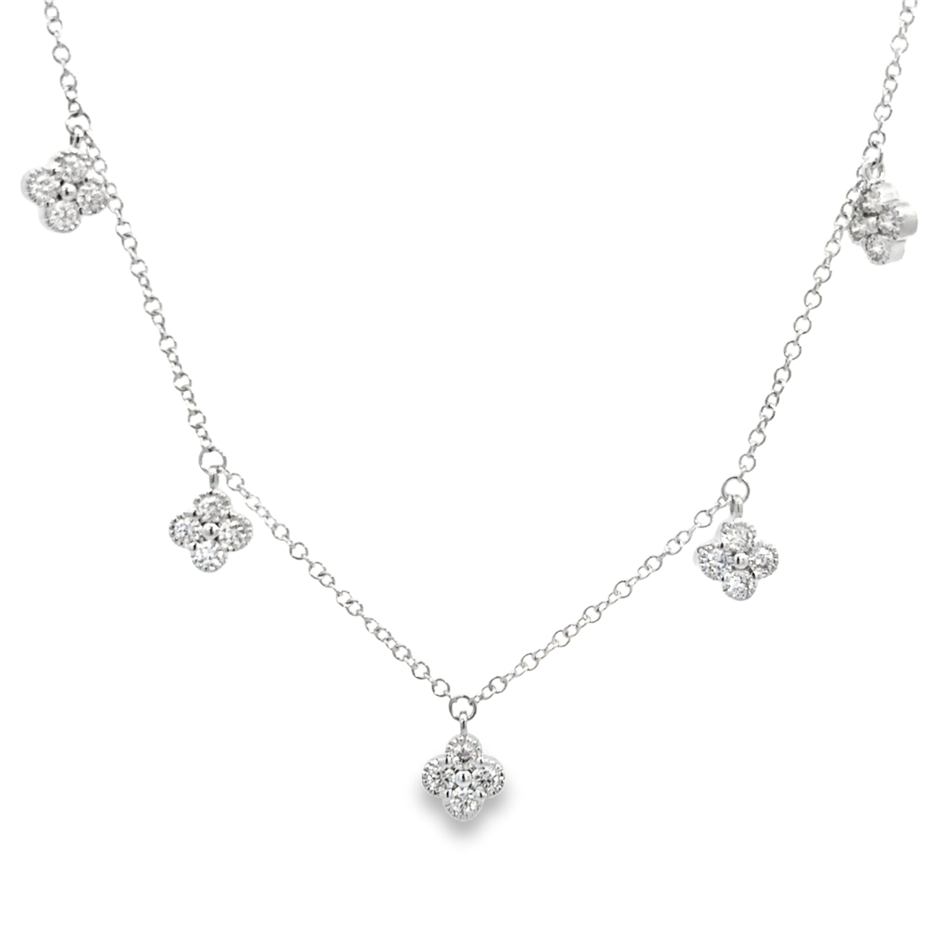 MINI DIAMOND CLOVER NECKLACE SET IN 14K WHITE GOLD