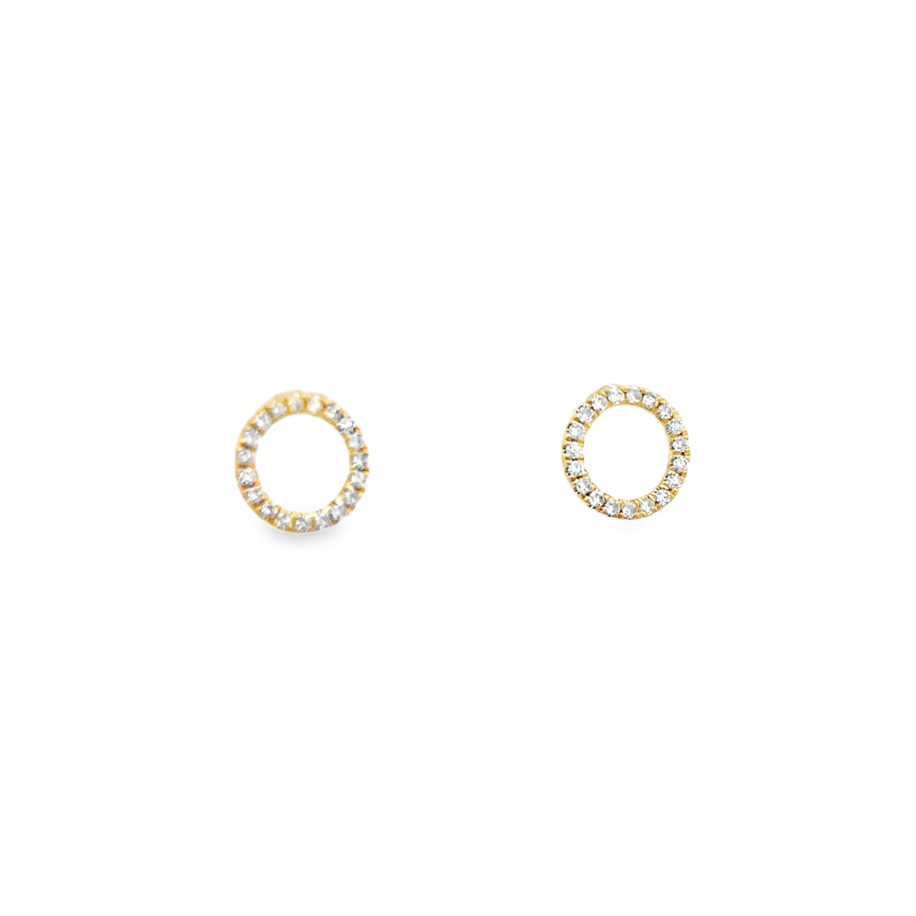 DIAMOND OUTLINE CIRCLE EARRINGS SET IN 14K YELLOW GOLD