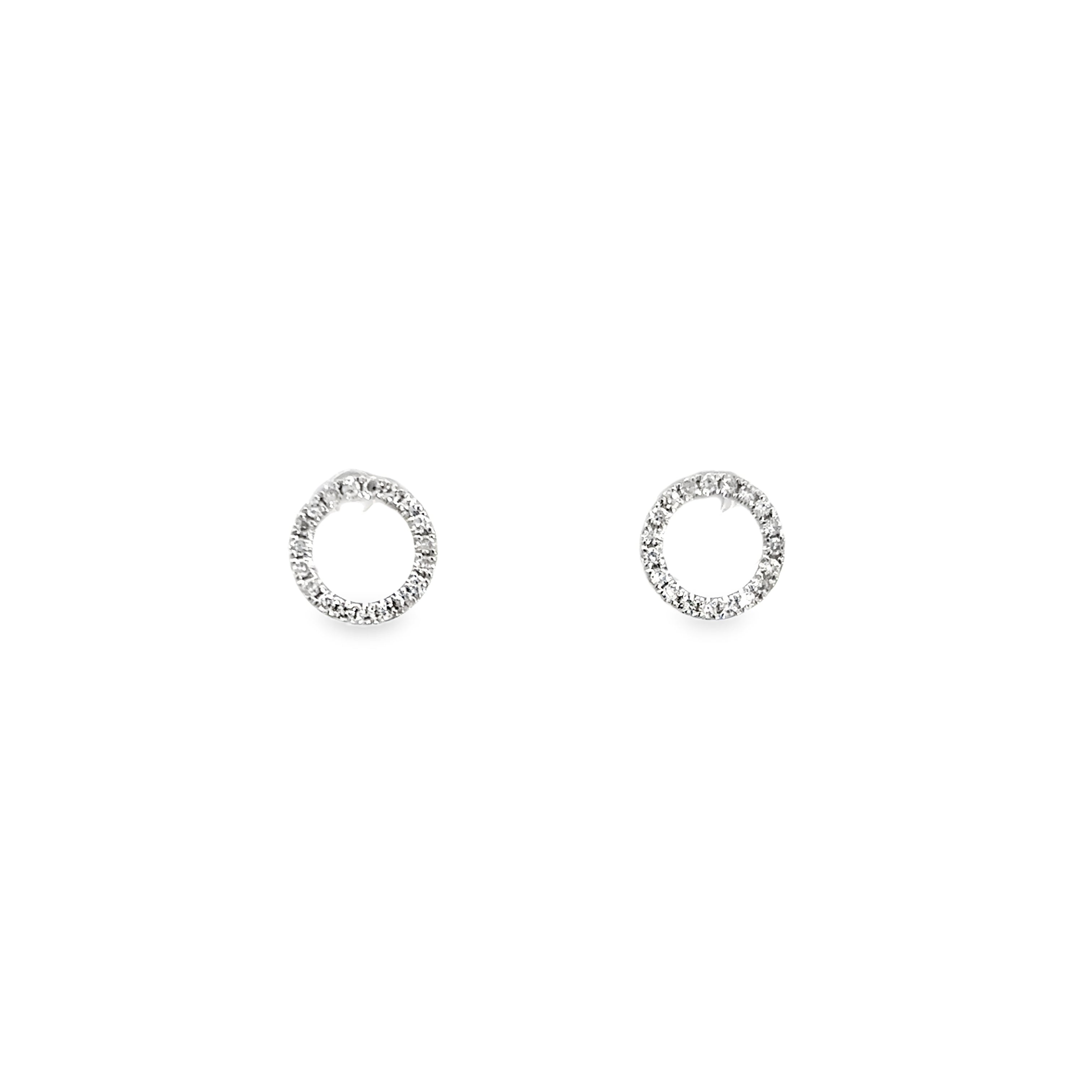 SMALL DIAMOND OUTLINE CIRCLE EARRINGS SET IN 14K WHITE GOLD