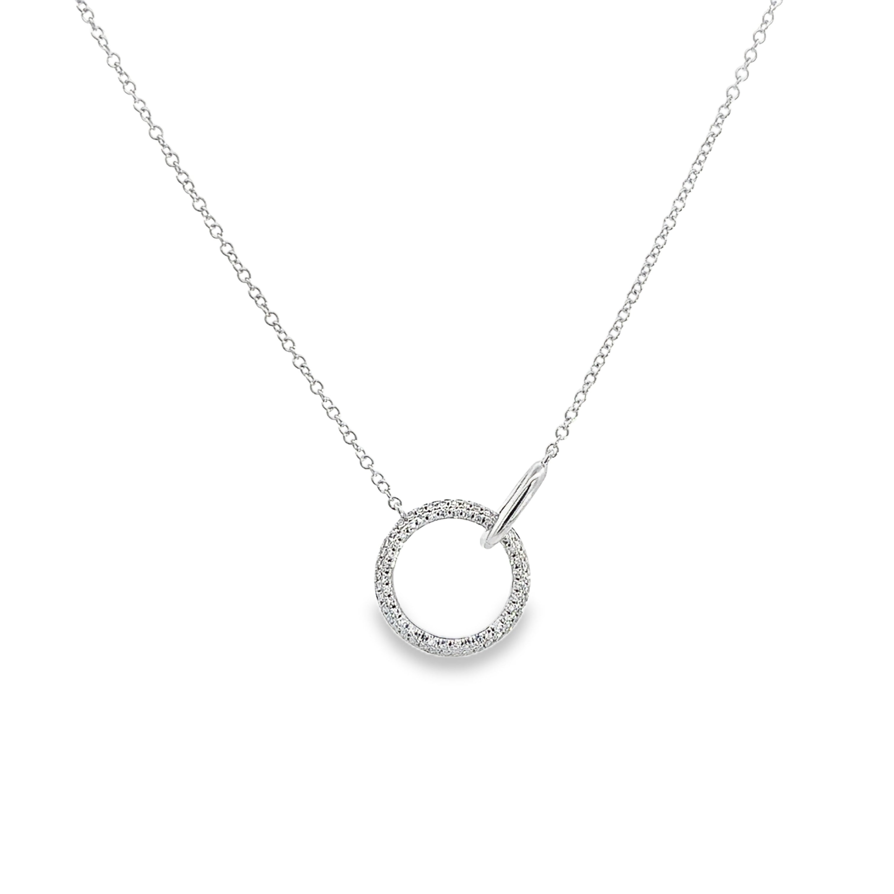 DIAMOND PAVÉ CIRCLE NECKLACE SET IN 14K WHITE GOLD