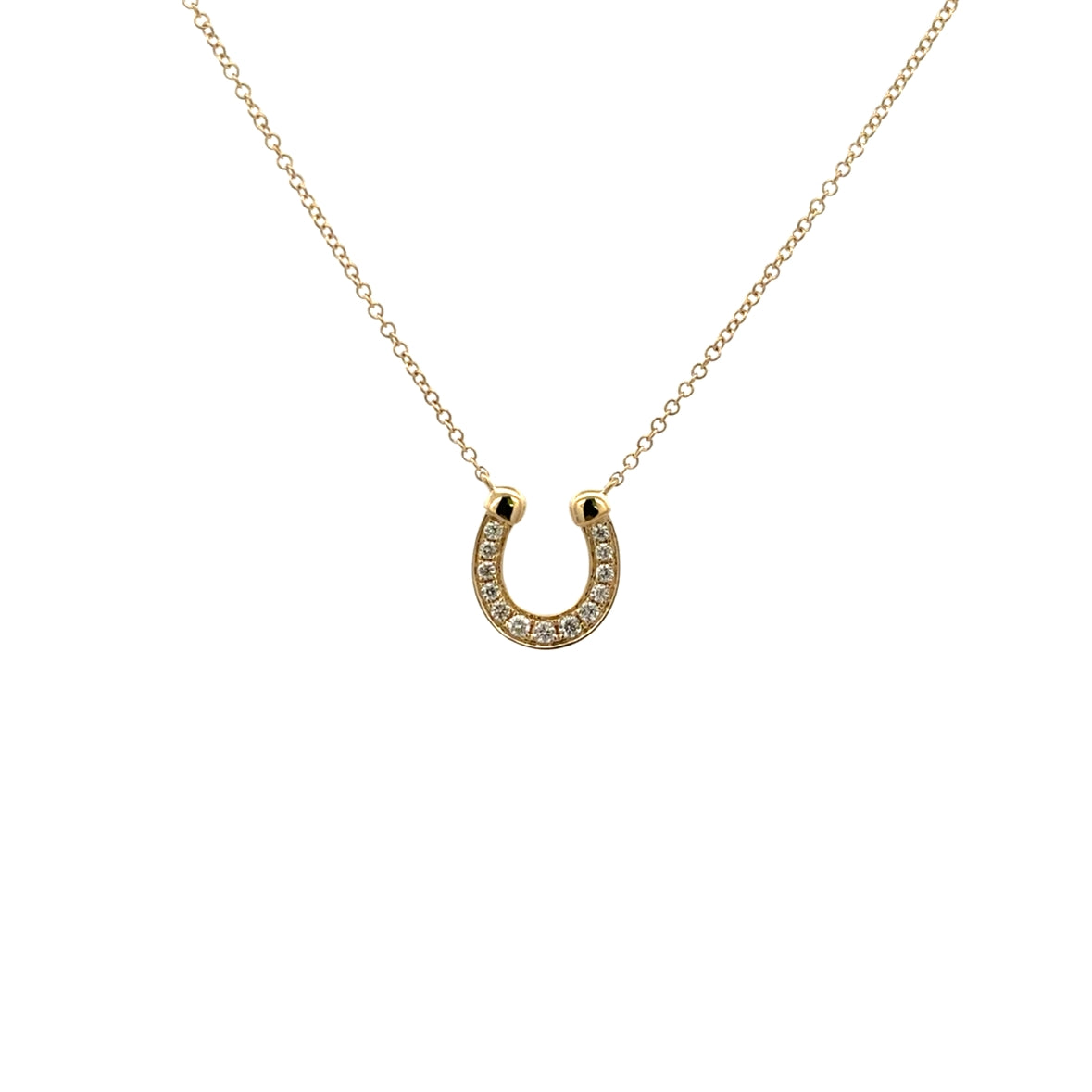 DIAMOND HORSESHOE NECKLACE SET IN 14K YELLOW GOLD