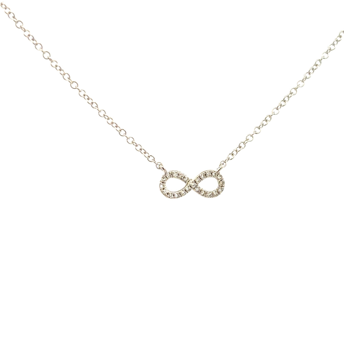 DIAMOND INFINITY NECKLACE SET IN 14K WHITE GOLD