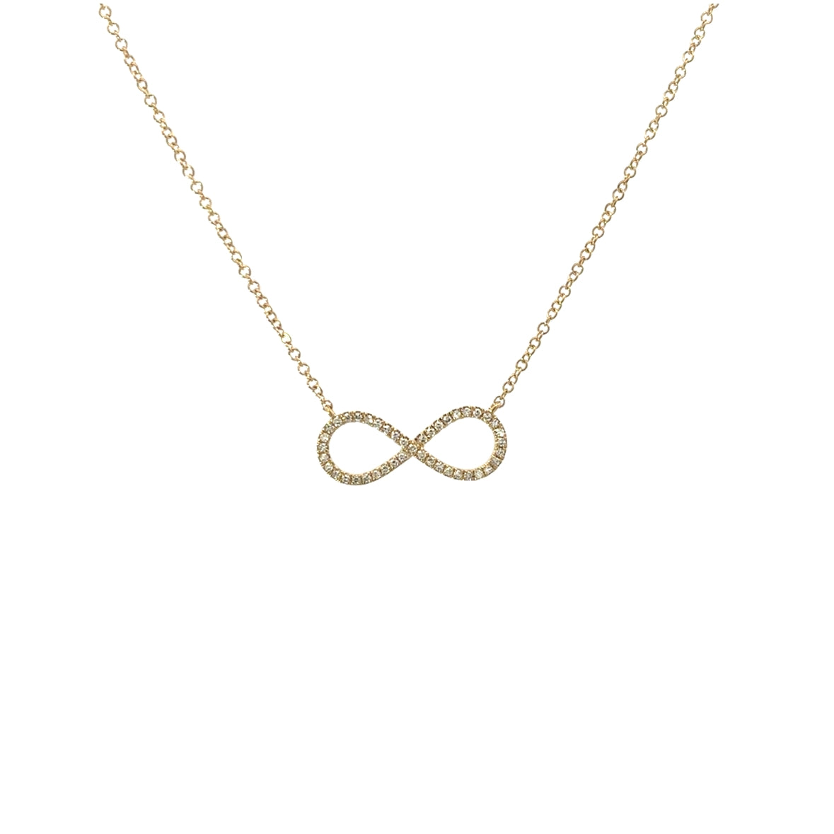 DIAMOND MEDIUM INFINITY NECKLACE SET IN 14K YELLOW GOLD