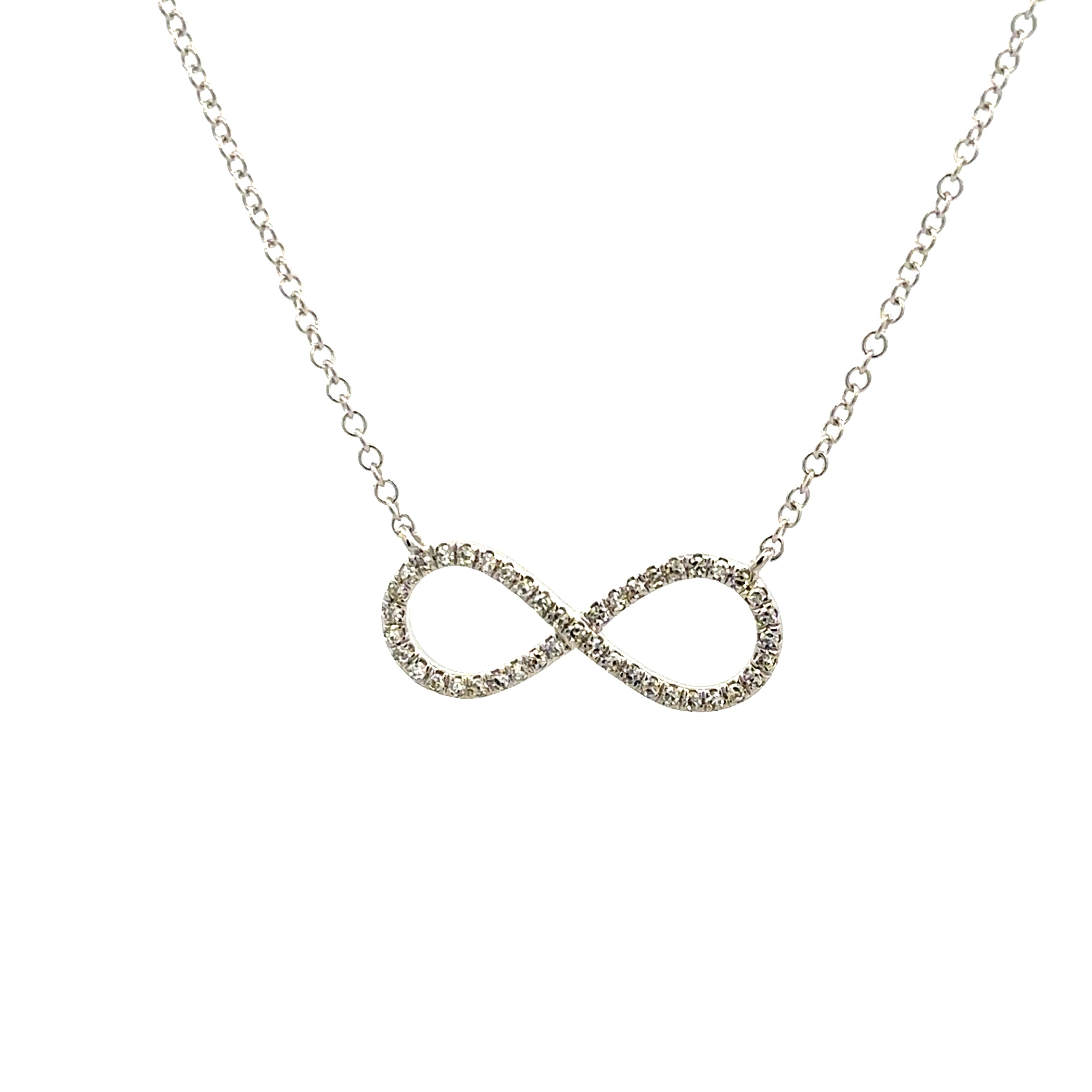 INFINITY DIAMOND PAVÉ NECKLACE SET IN 14K WHITE GOLD