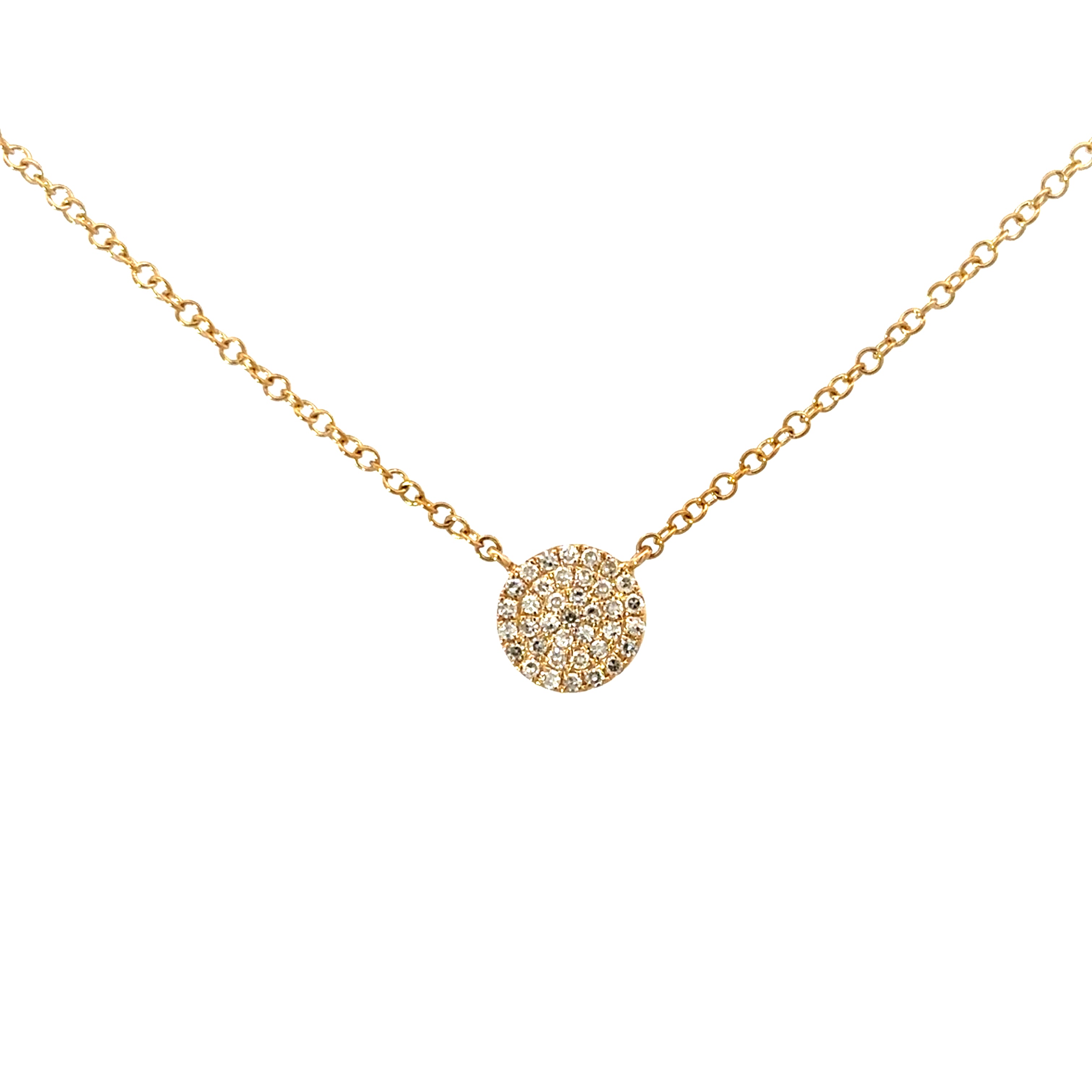 DIAMOND ROUND PAVÉ NECKLACE SET IN 14K YELLOW GOLD