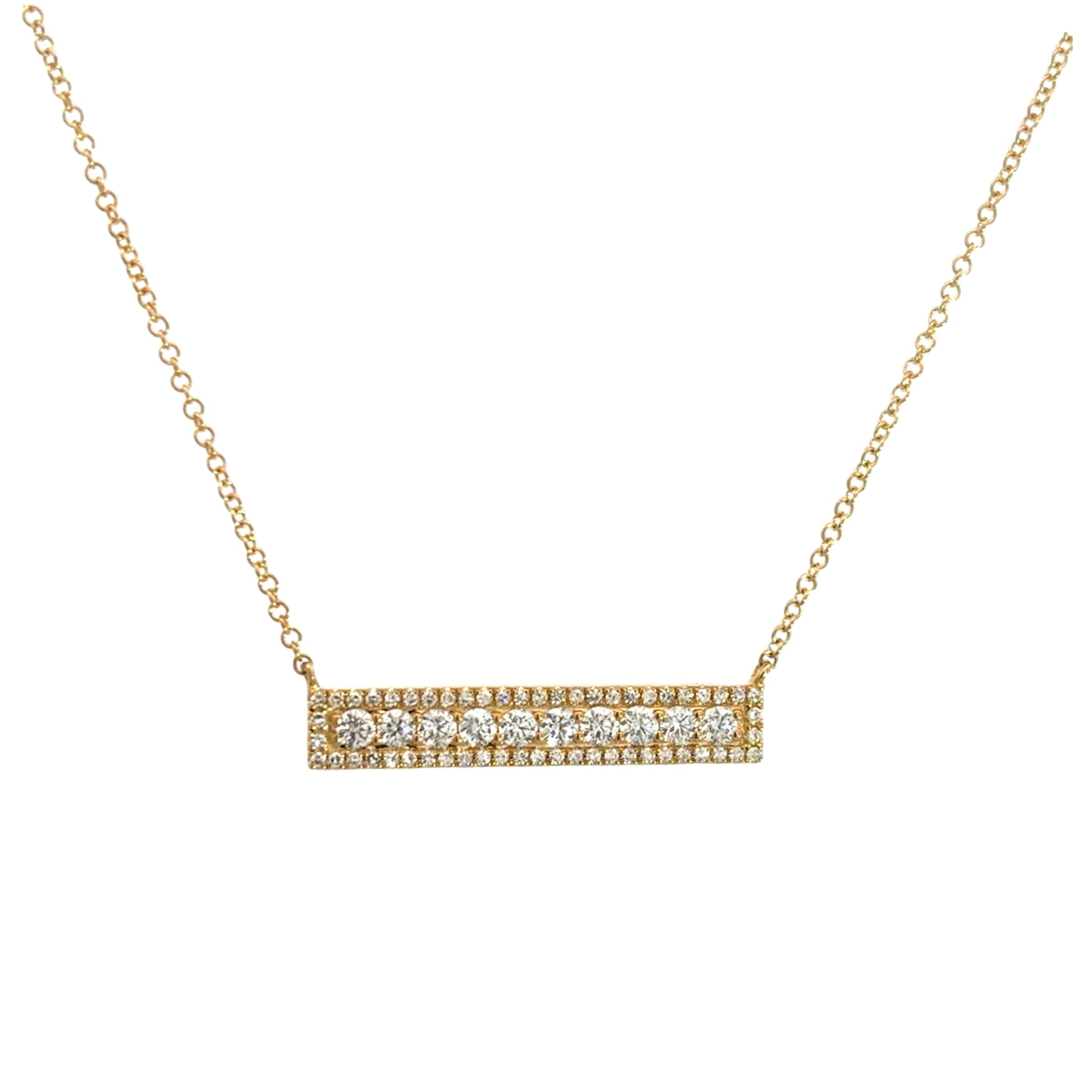 DIAMOND BAR NECKLACE SET IN 14K YELLOW GOLD