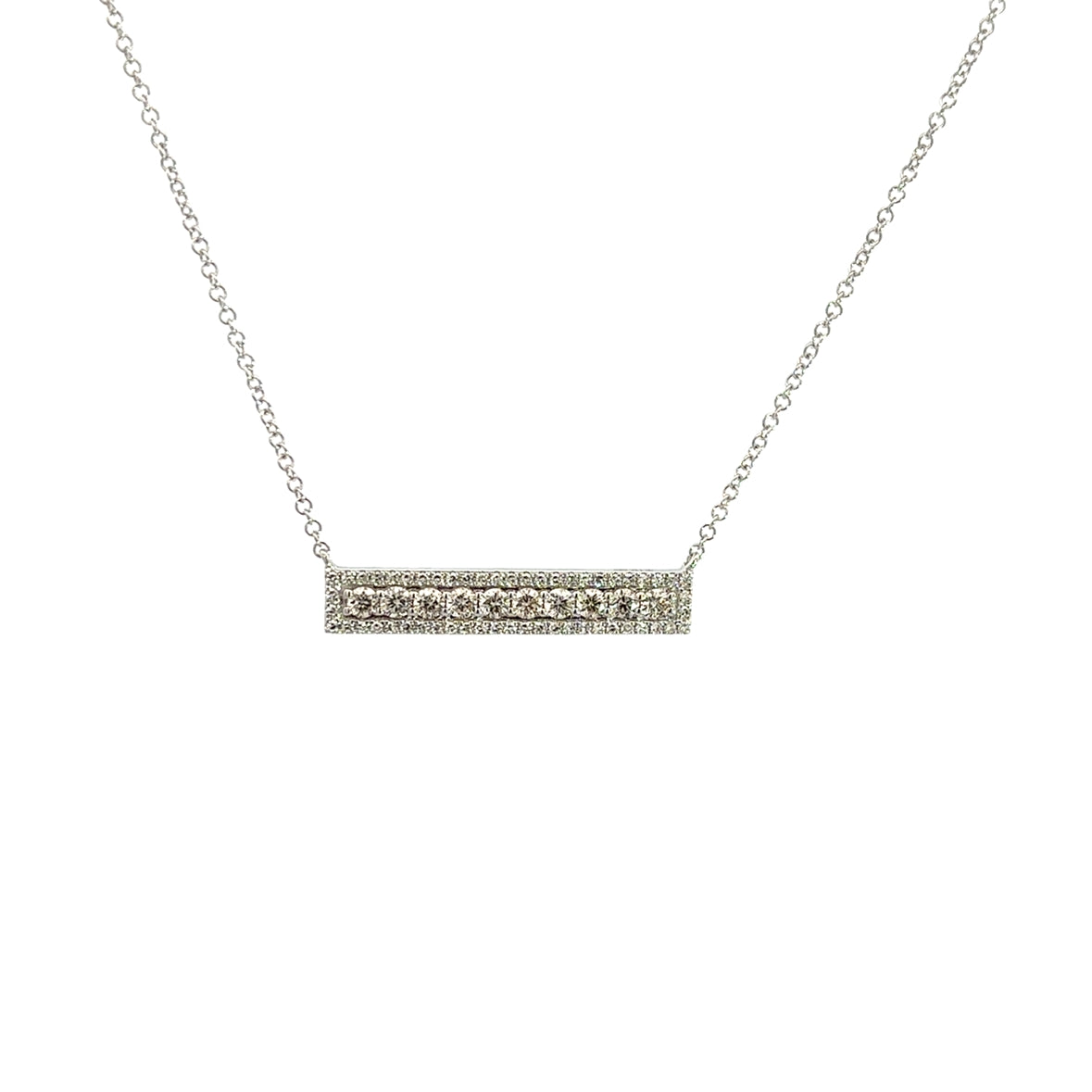 DIAMOND BAR NECKLACE SET IN 14K WHITE GOLD