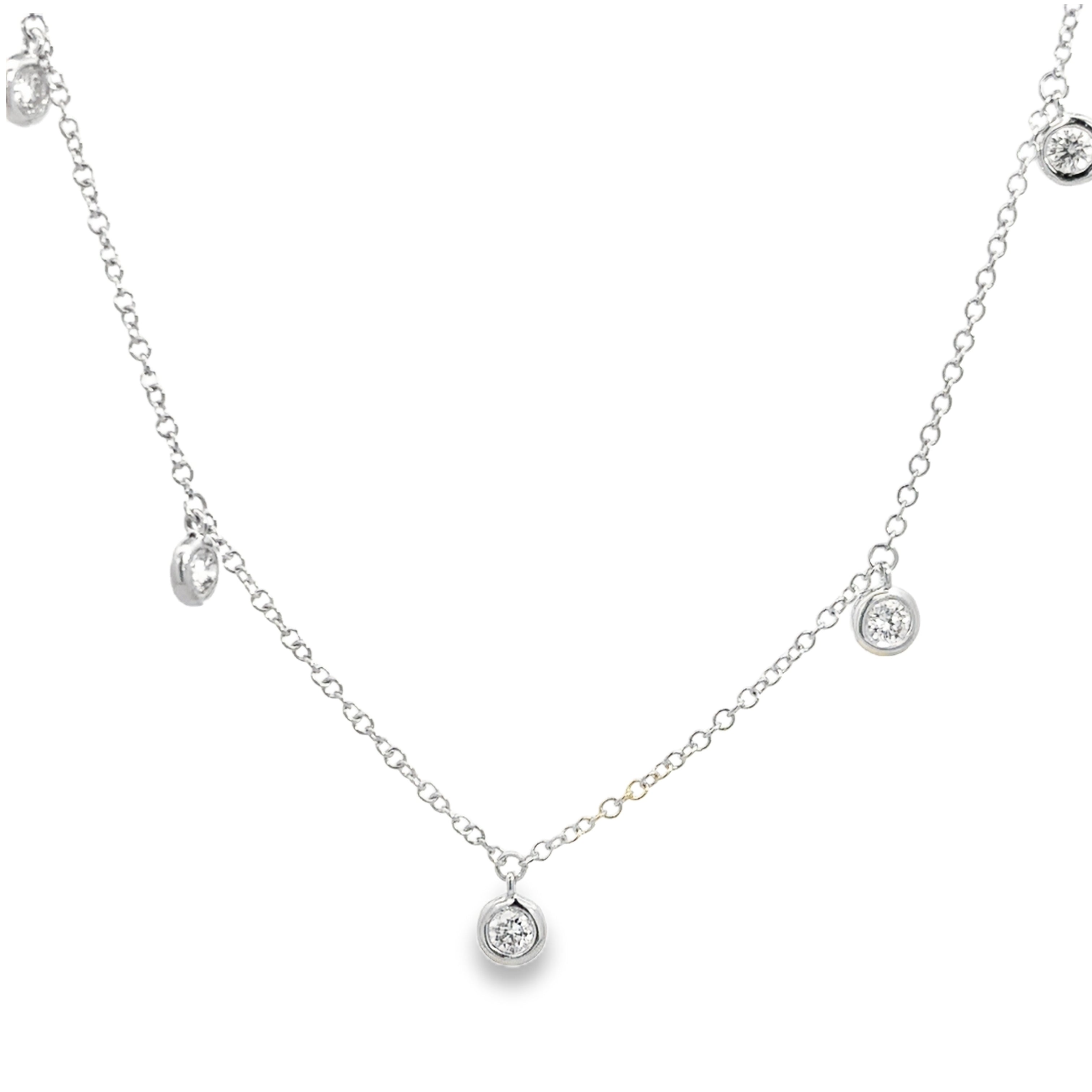 DIAMOND BEZEL NECKLACE SET IN 14K WHITE GOLD