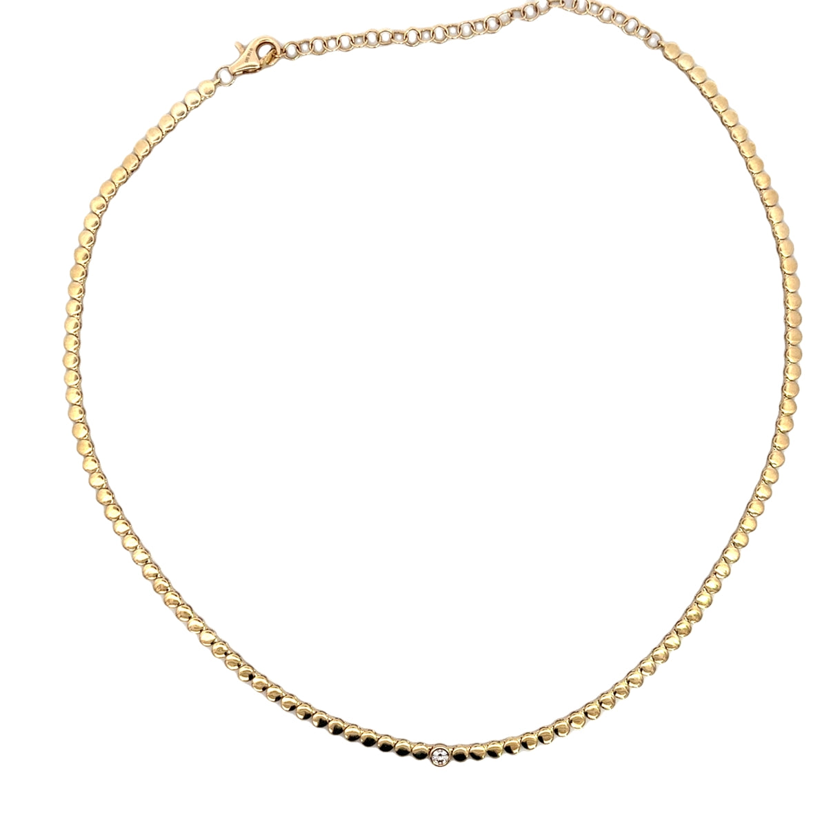 DIAMOND AND BEADS TENNIS NECKLACE SET IN 14K YELLOW GOLD