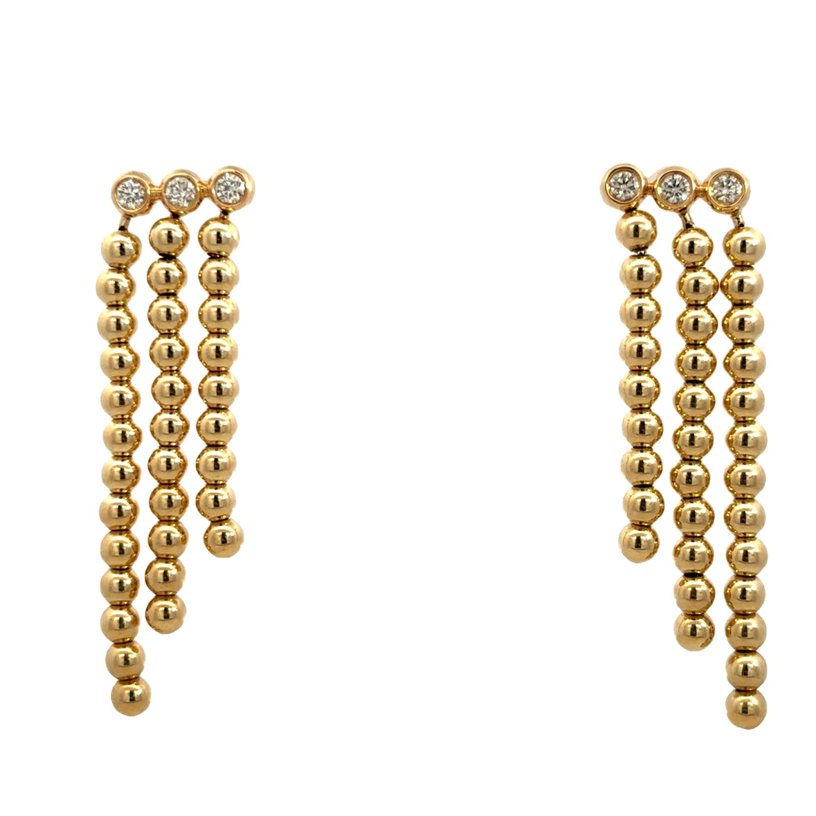 DIAMOND AND BEADS EARRINGS SET IN 14K YELLOW GOLD