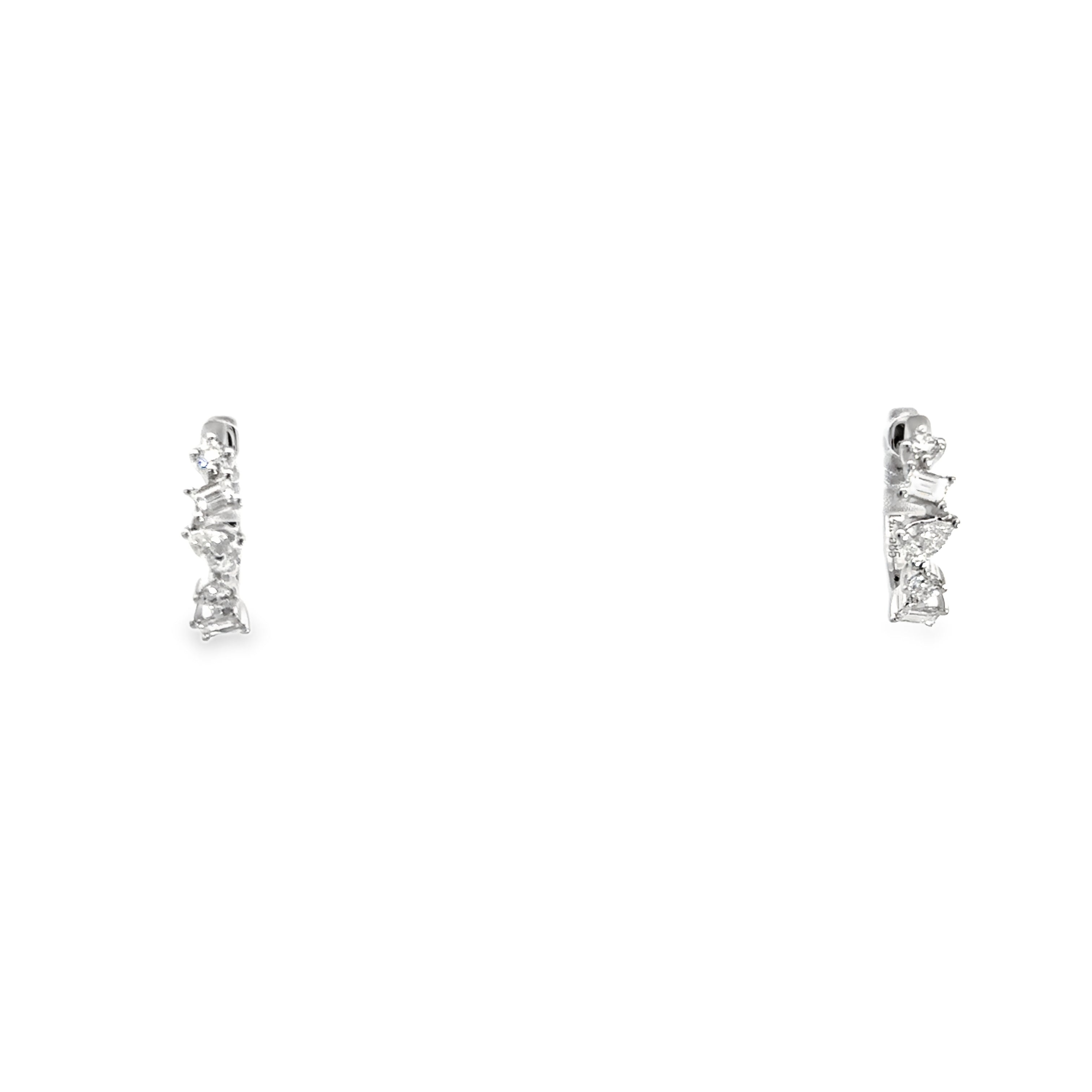 DIAMOND CLUSTER HUGGIES SET IN 14K WHITE GOLD