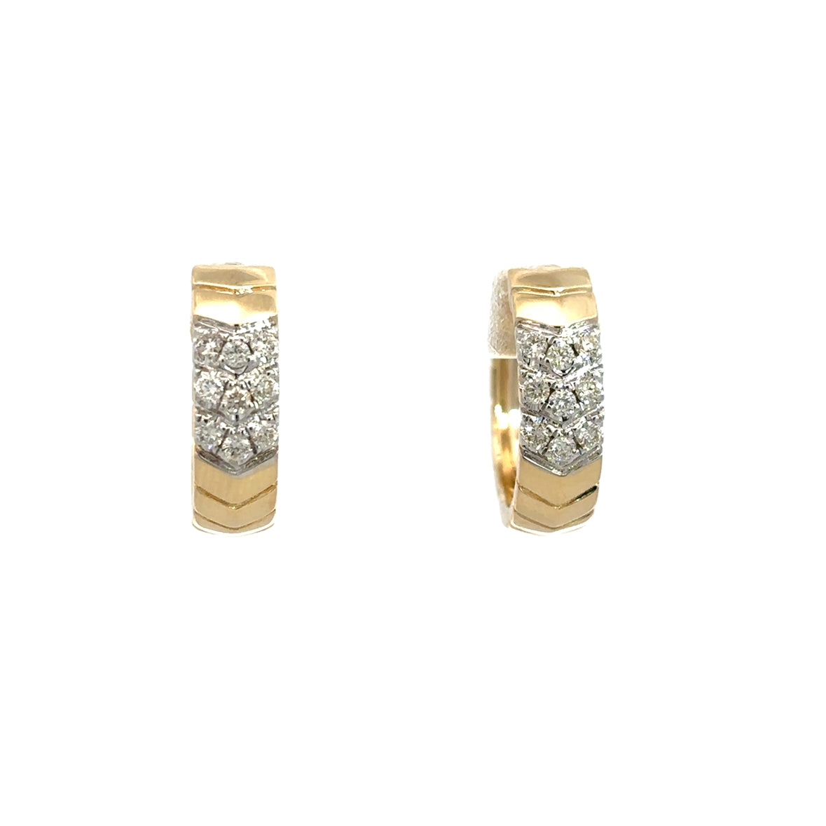 DIAMOND TEXTURED HUGGIES SET IN 14K YELLOW GOLD