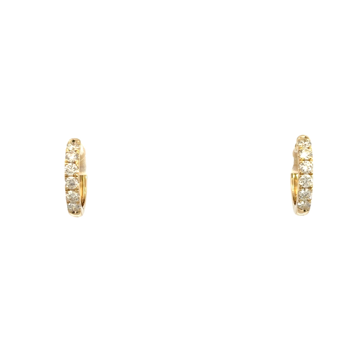 DIAMOND SEMI PAVÉ HUGGIES SET IN 14K YELLOW GOLD