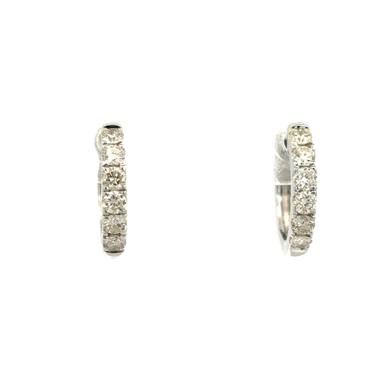 DIAMOND SEMI PAVÉ HUGGGIES SET IN 14K WHITE GOLD