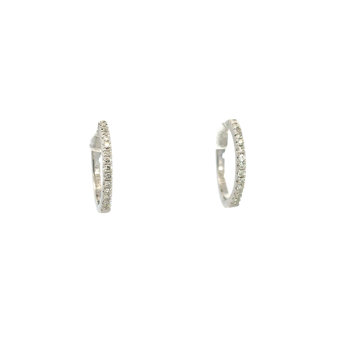 DIAMOND SEMI PAVÉ HUGGIES SET IN 14K WHITE GOLD